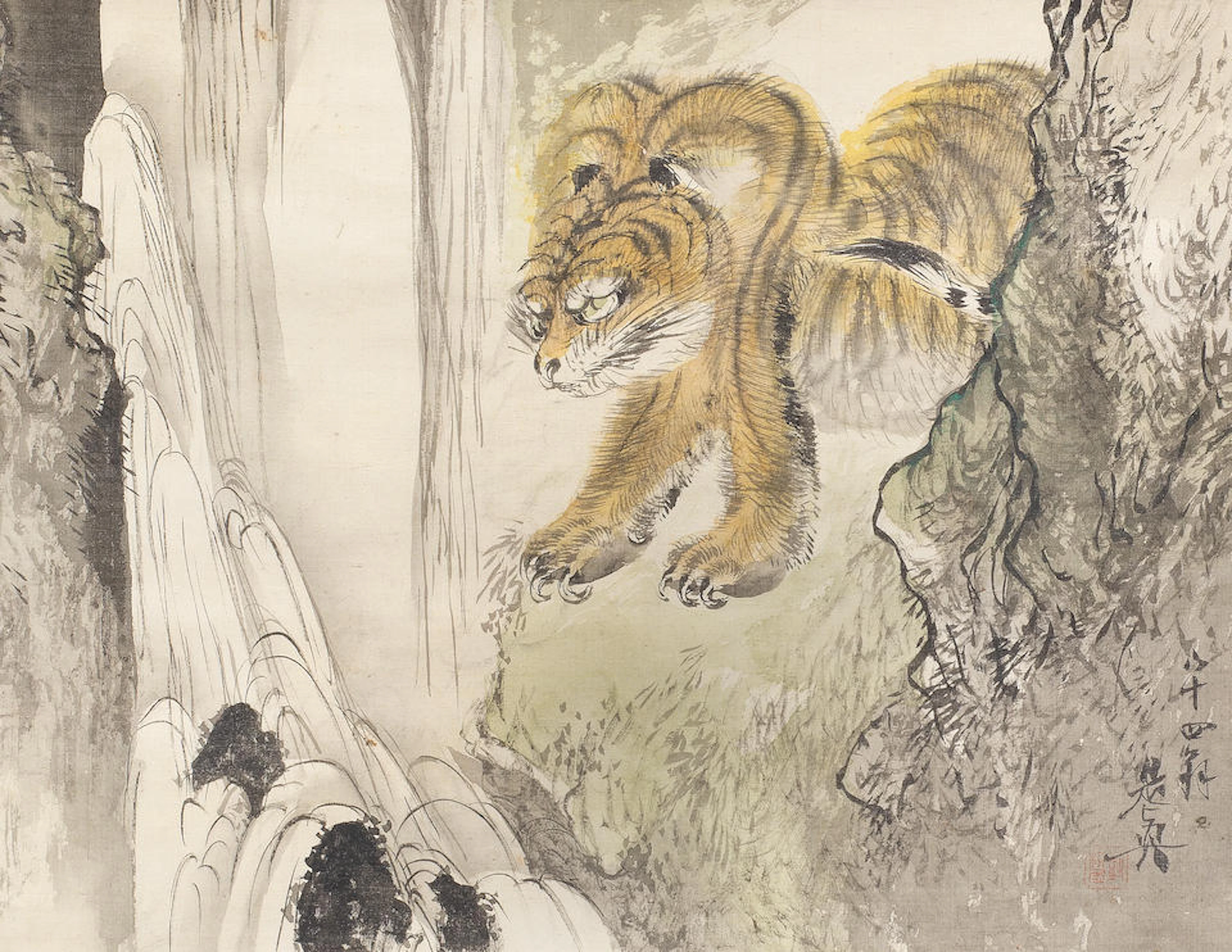 SHIBATA ZESHIN (1807-1891) Tiger and Waterfall Meiji era (1868-1912)