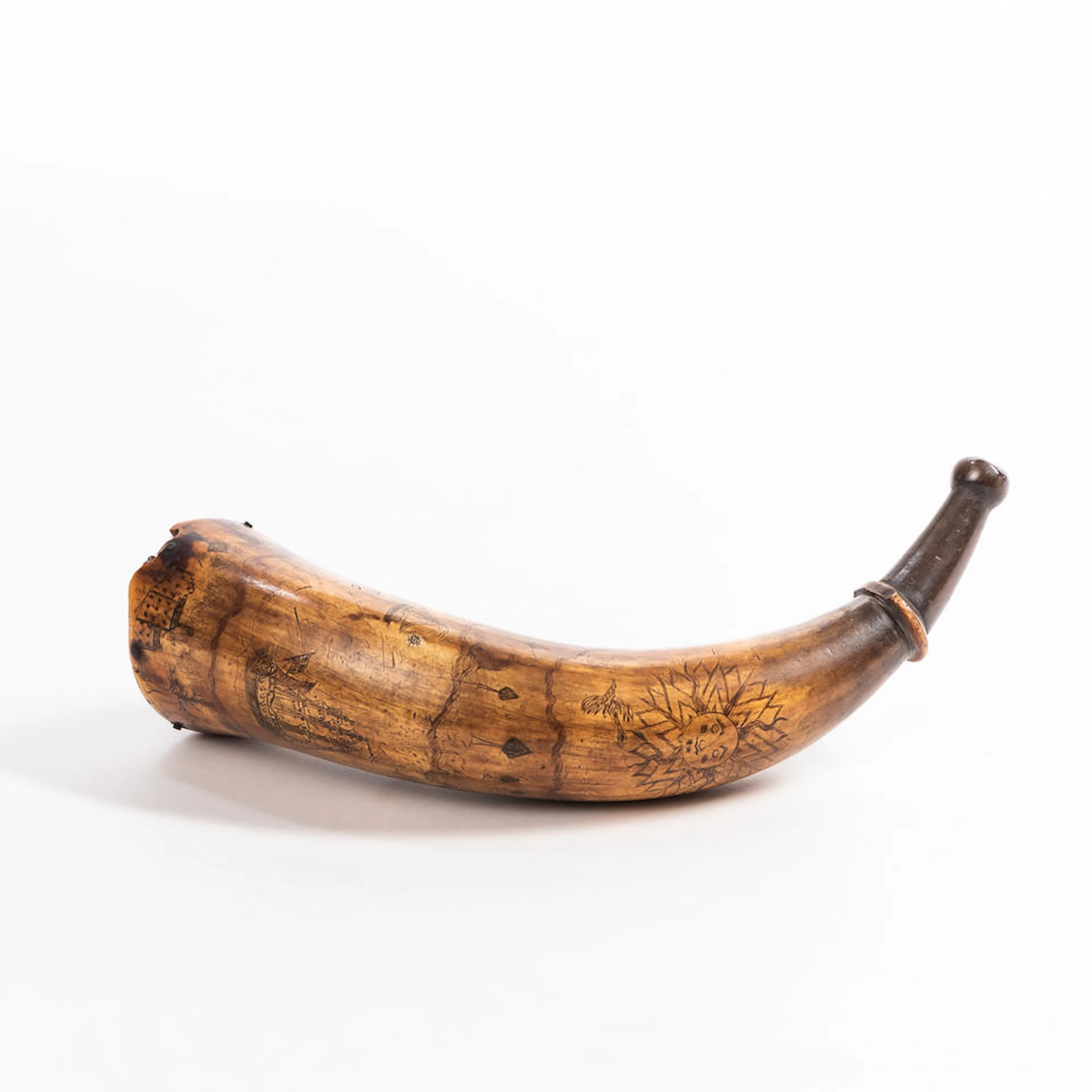 Small Powder Horn Attributed to the "Pointed Tree" Carver