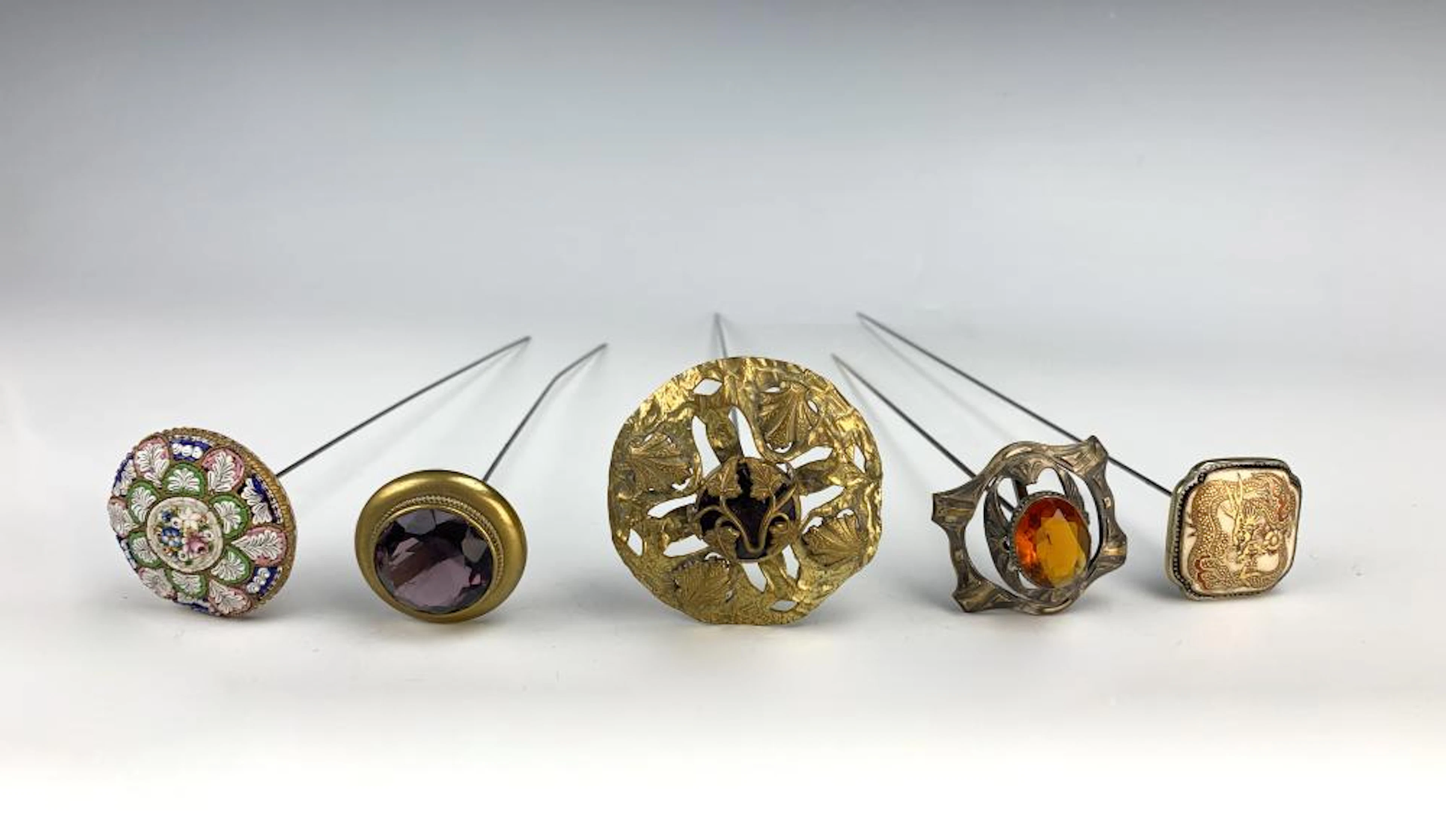 Group of 5 Antique Hatpins