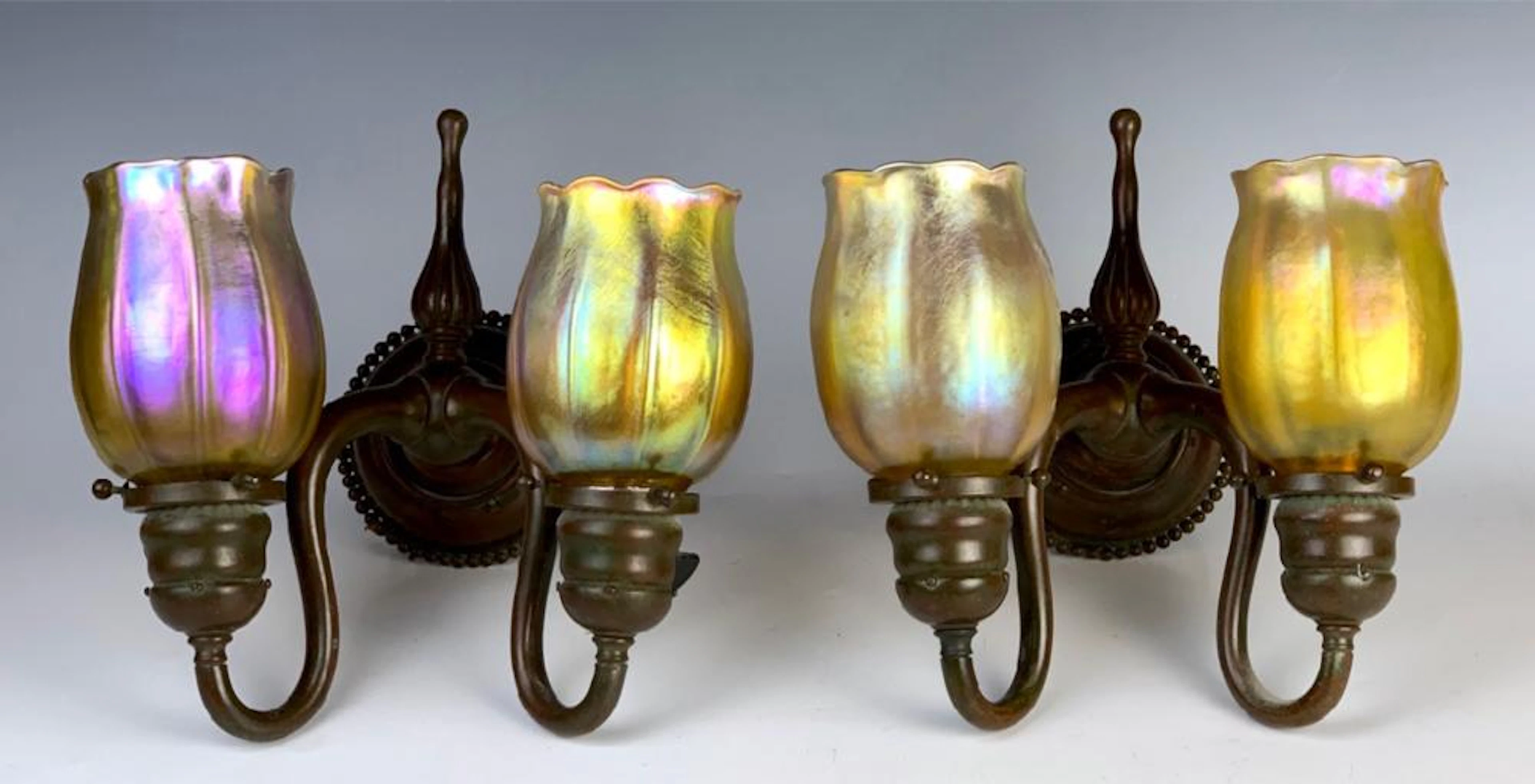 Pair of Tiffany Studios NY Wall Sconces