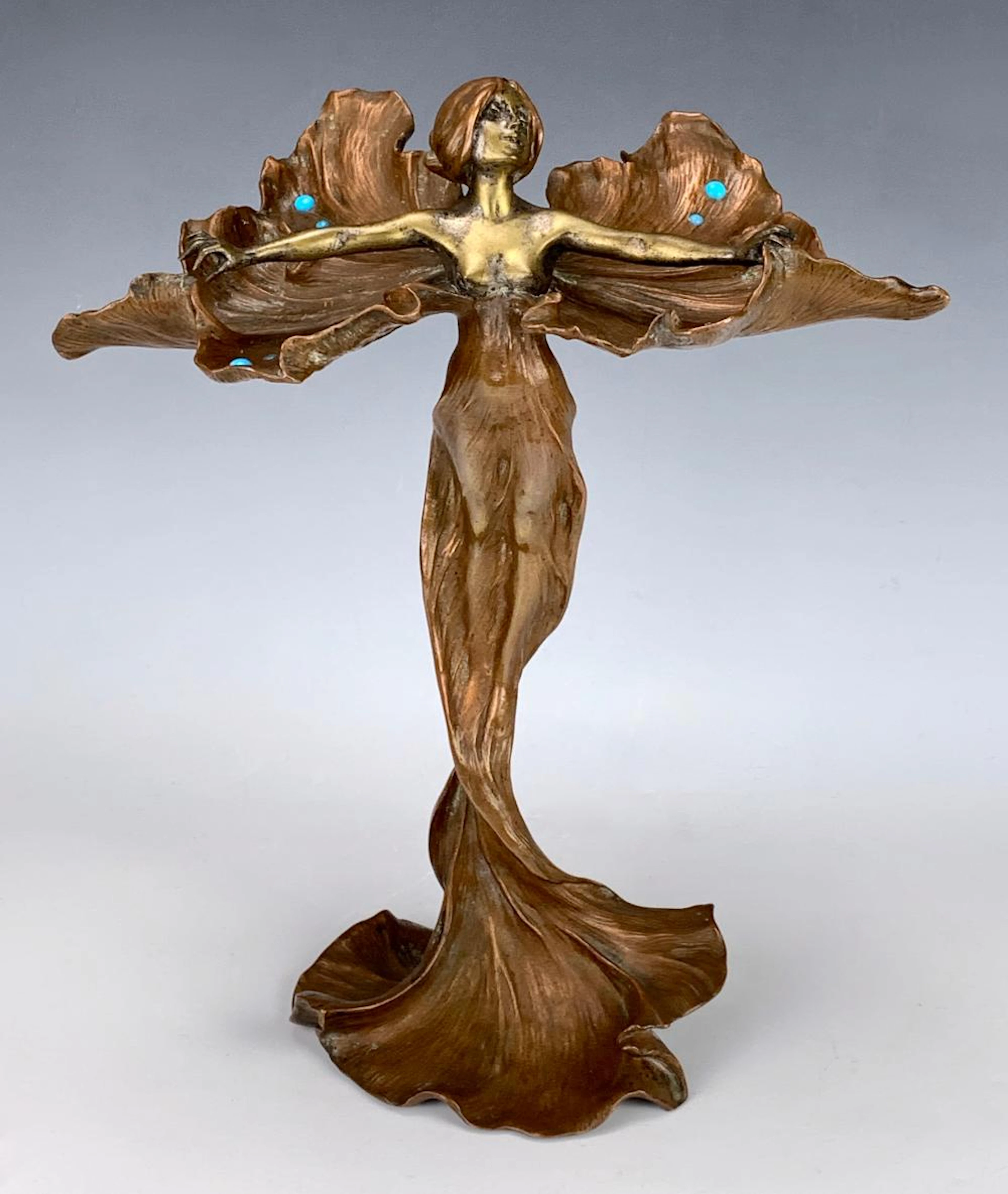 Rare Bronze Loie Fuller Figurine Signed Bergma