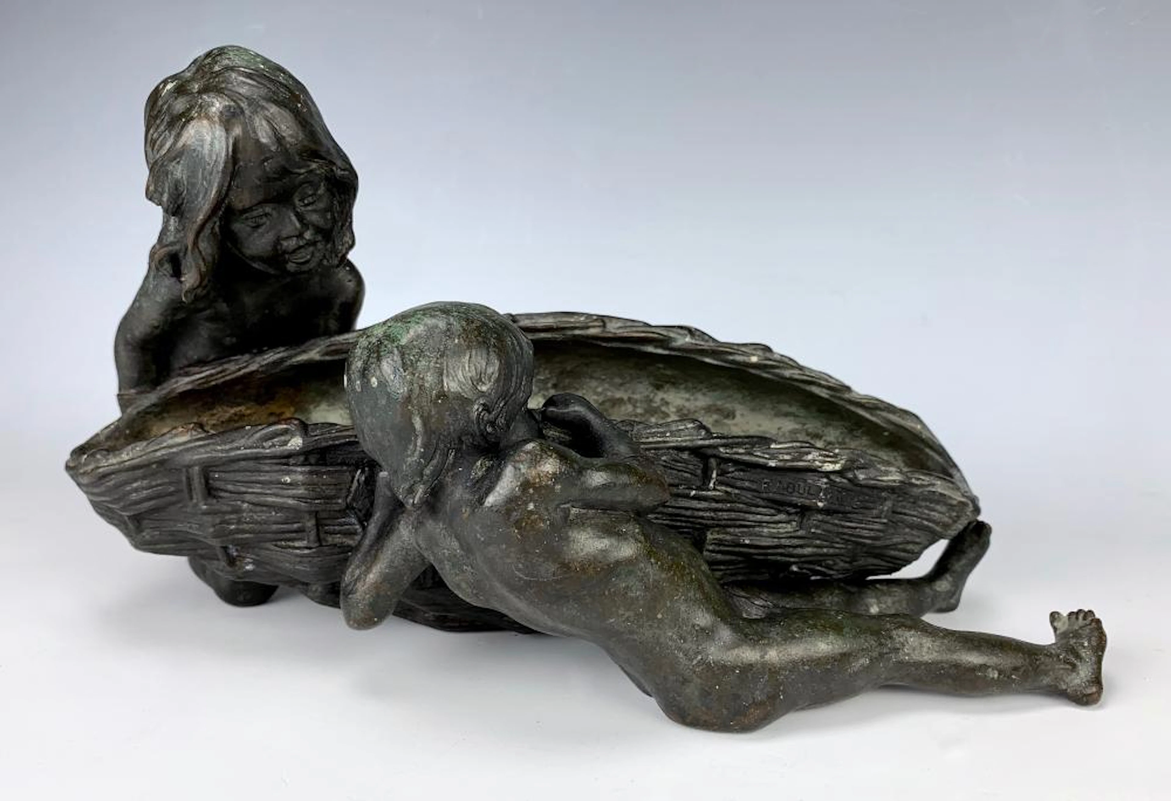 Raoul Larche "Vanette Aux Deux Fillettes" Bronze