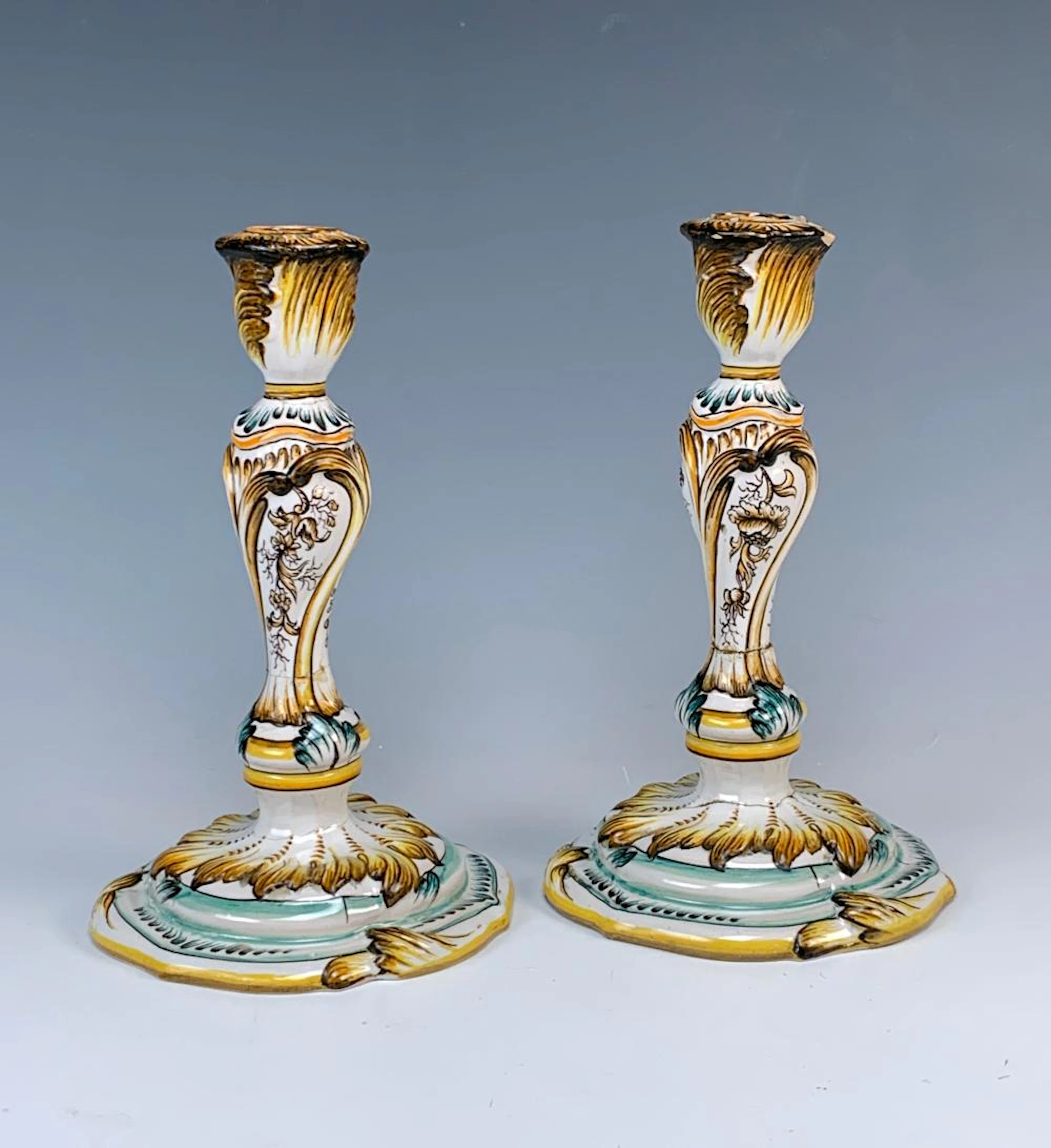 Emile Galle (1846-1904) Pottery Candlesticks