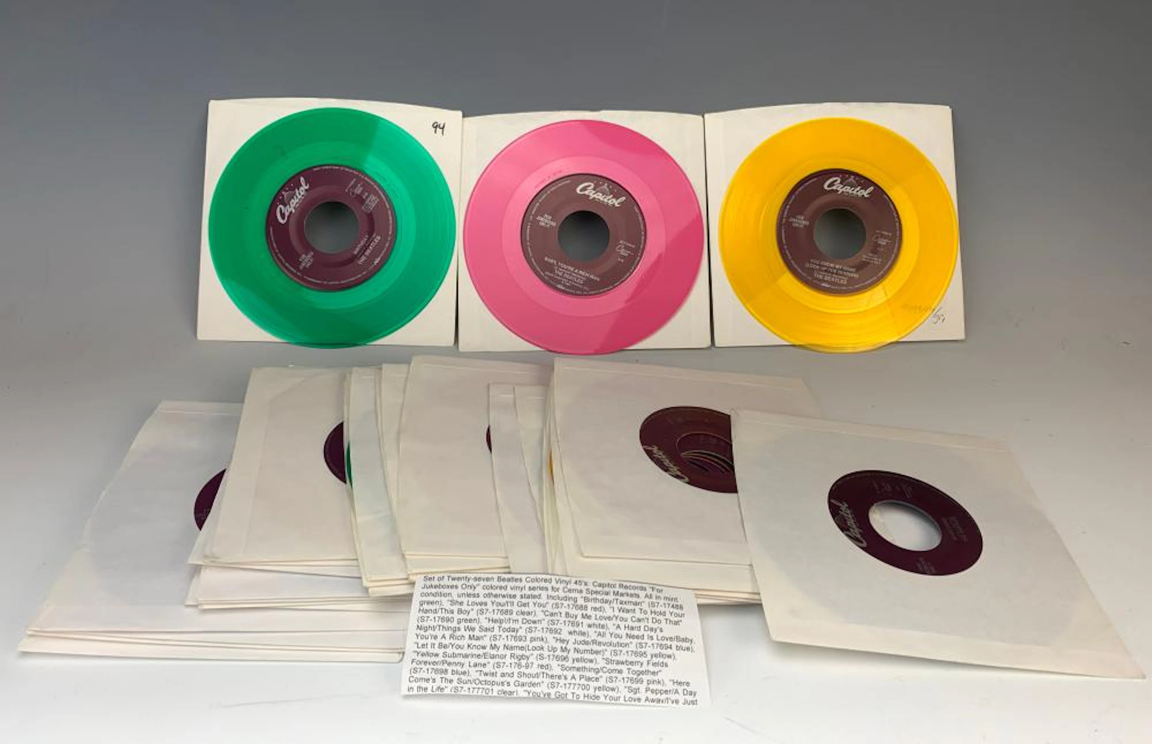 Set of 27 Beatles Colored 45's