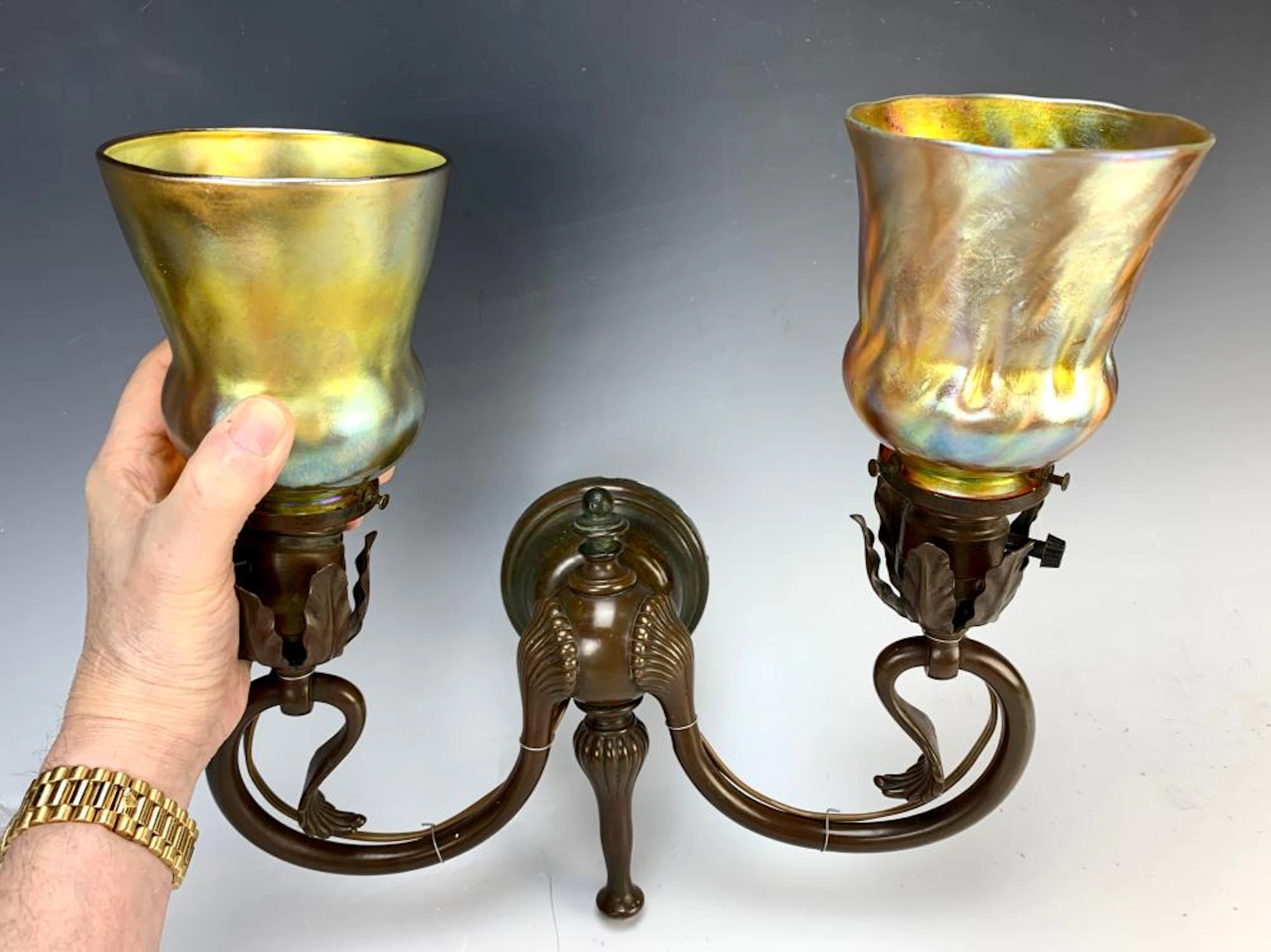 Tiffany Studios Wall Sconce with Shades