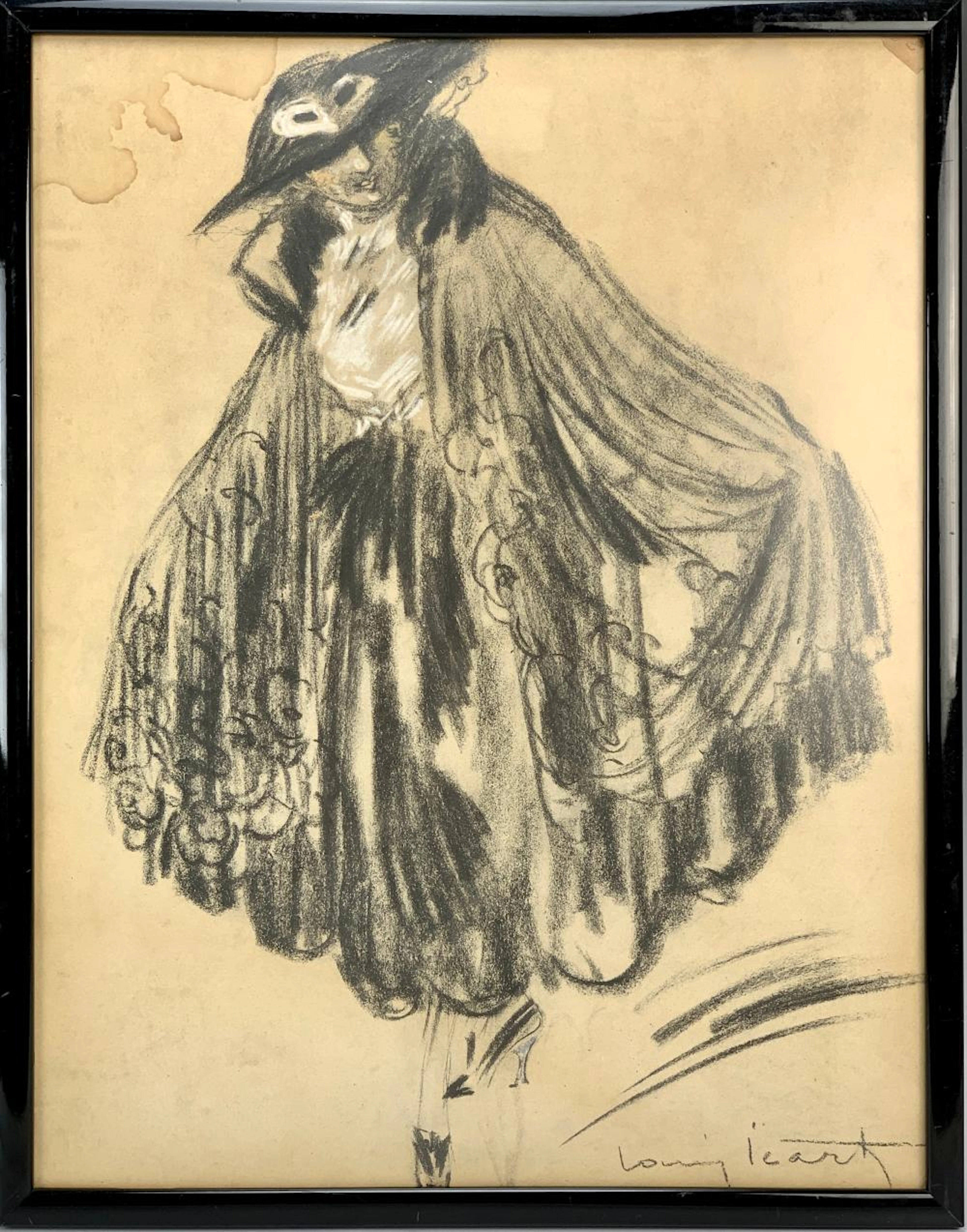 Louis Icart Costume for Venice Carnival Charcoal