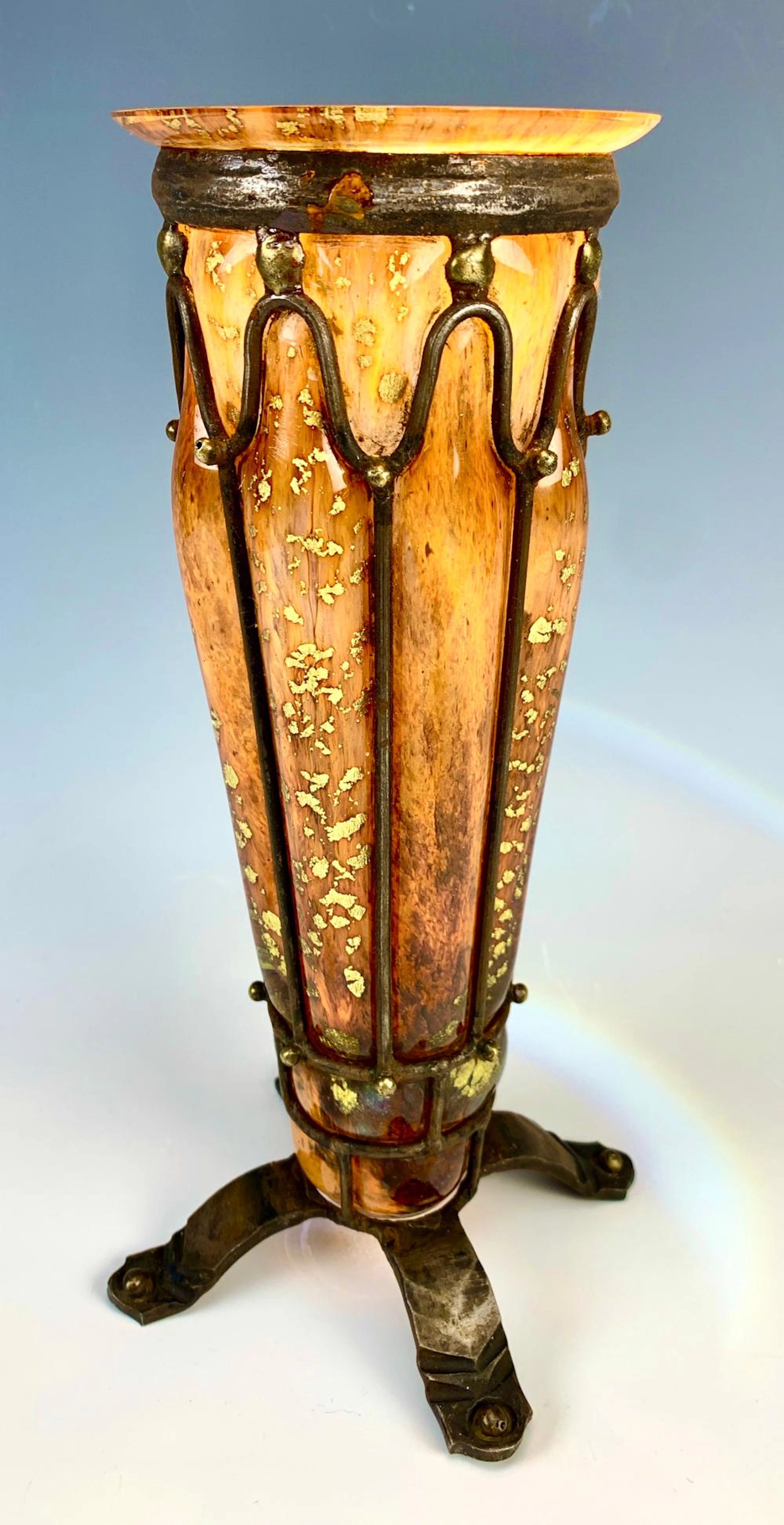 Daum & Majorelle (1859-1926) Glass + Iron Vase