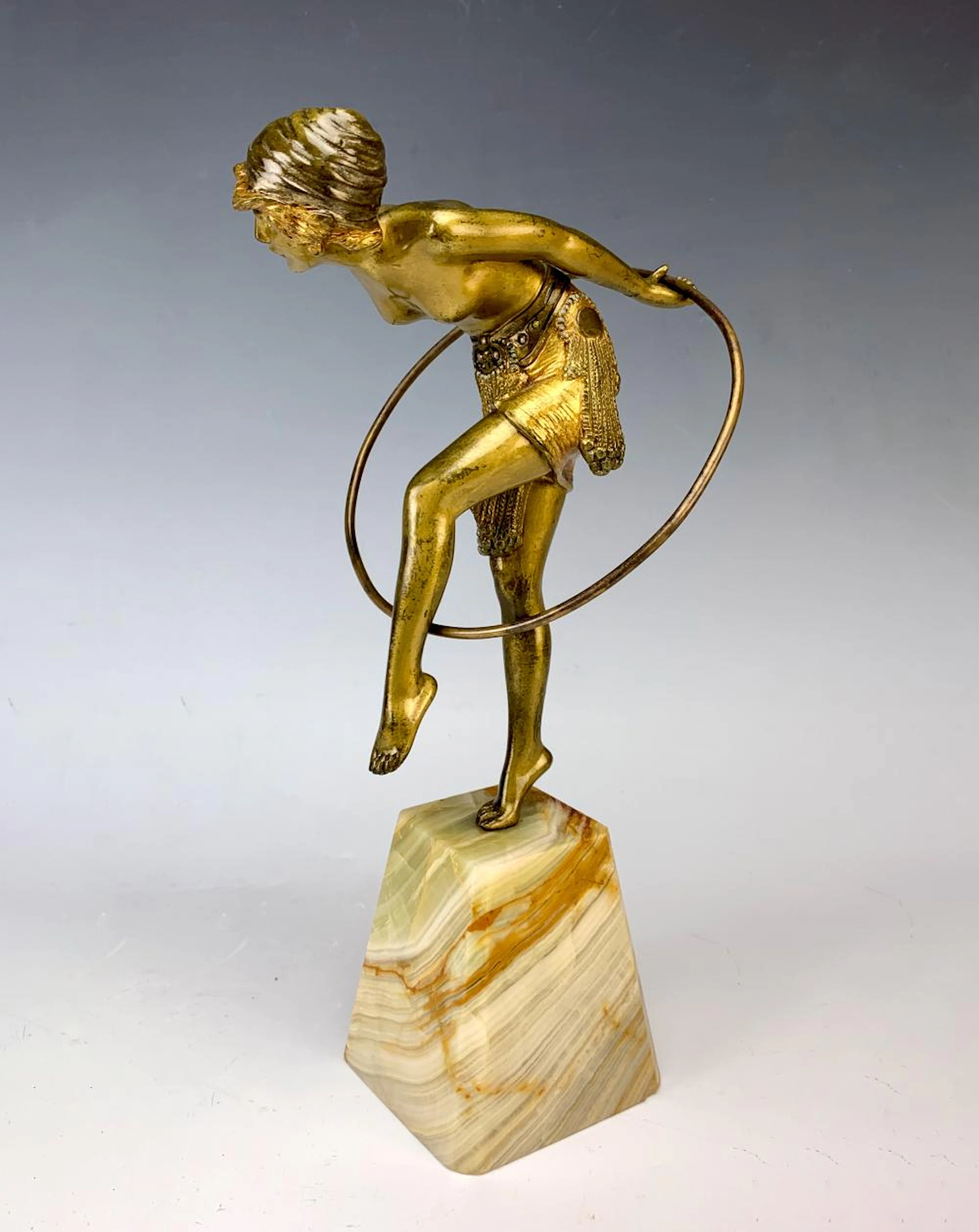 D H Chiparus Gilt Bronze Hoop Girl Dancer