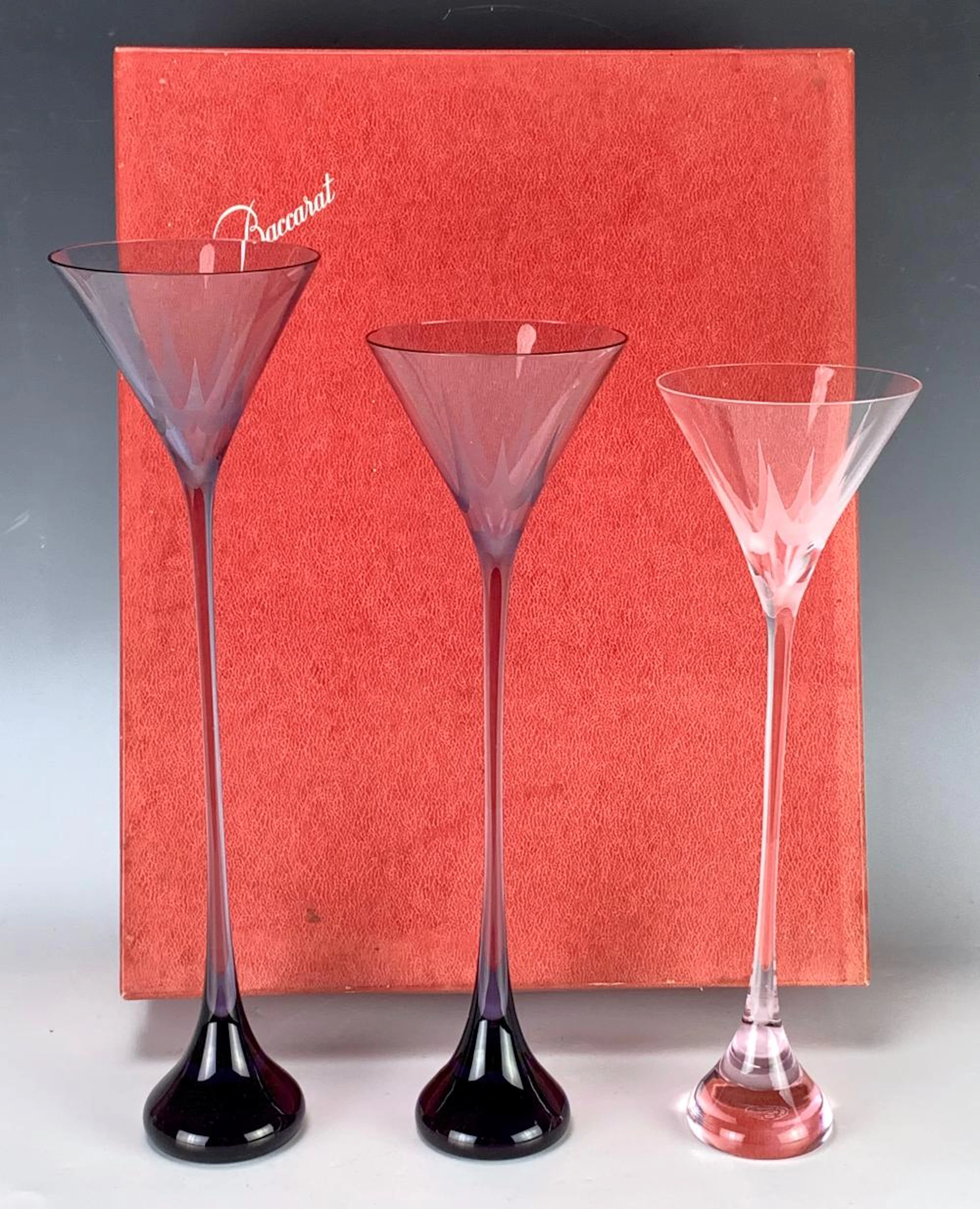 Rare Baccarat Sgd Boxed Set of 3 Bouquet Stemware