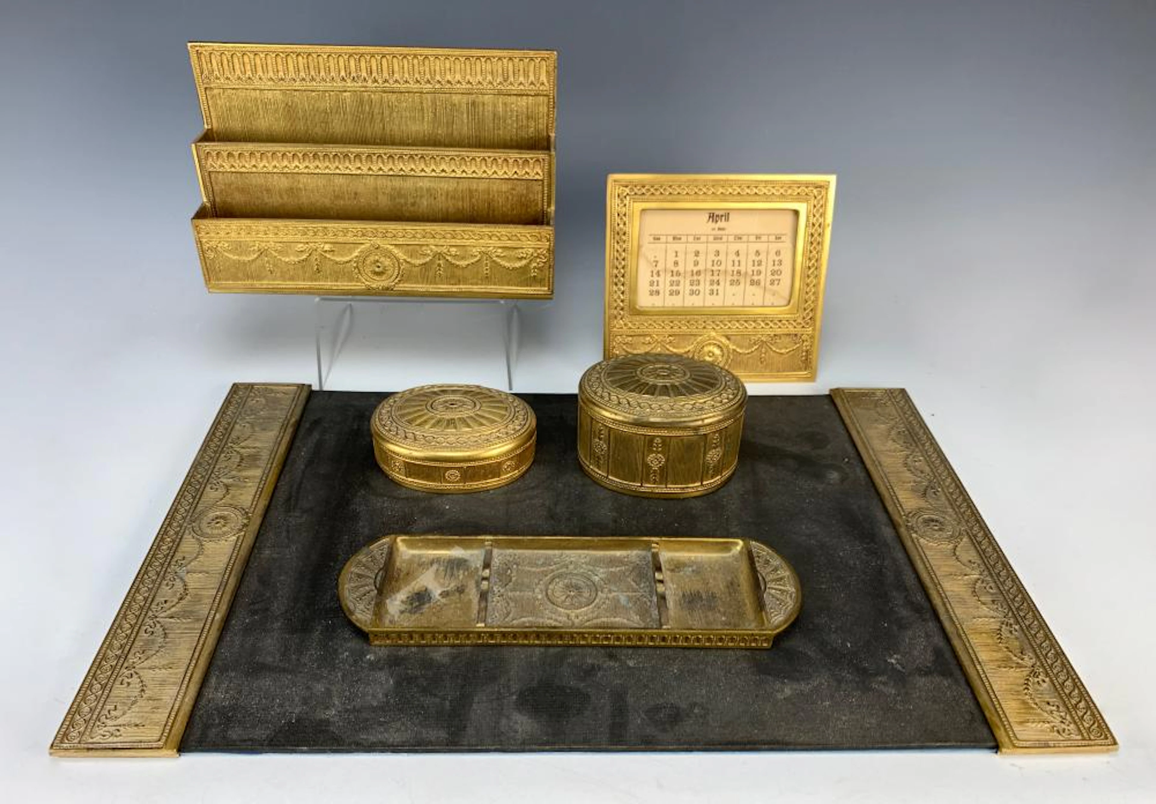 Tiffany Studios "Adams" Pattern 7pc. Desk Set
