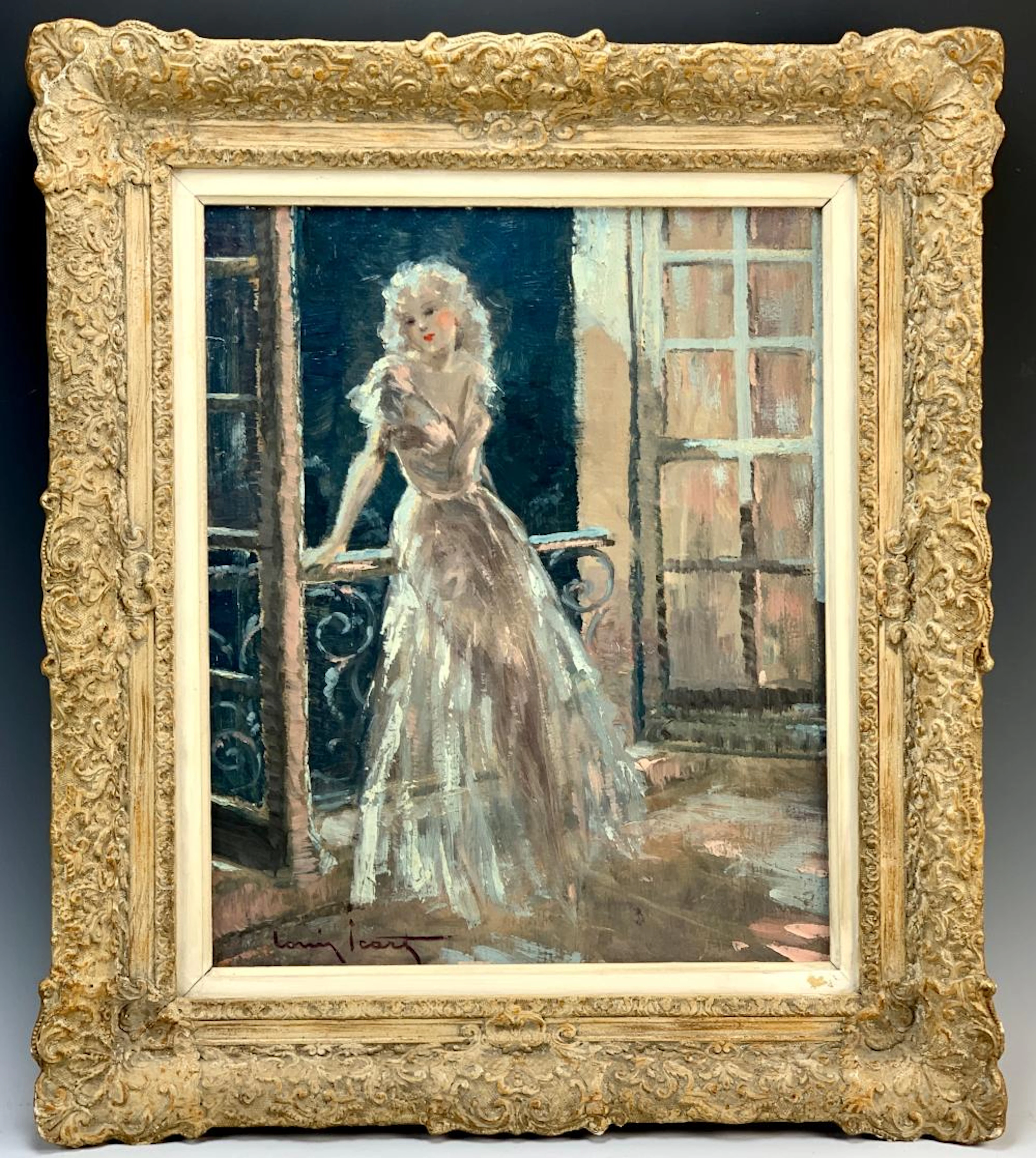 Louis Icart (1888-1950) "Moonlight" Oil Painting