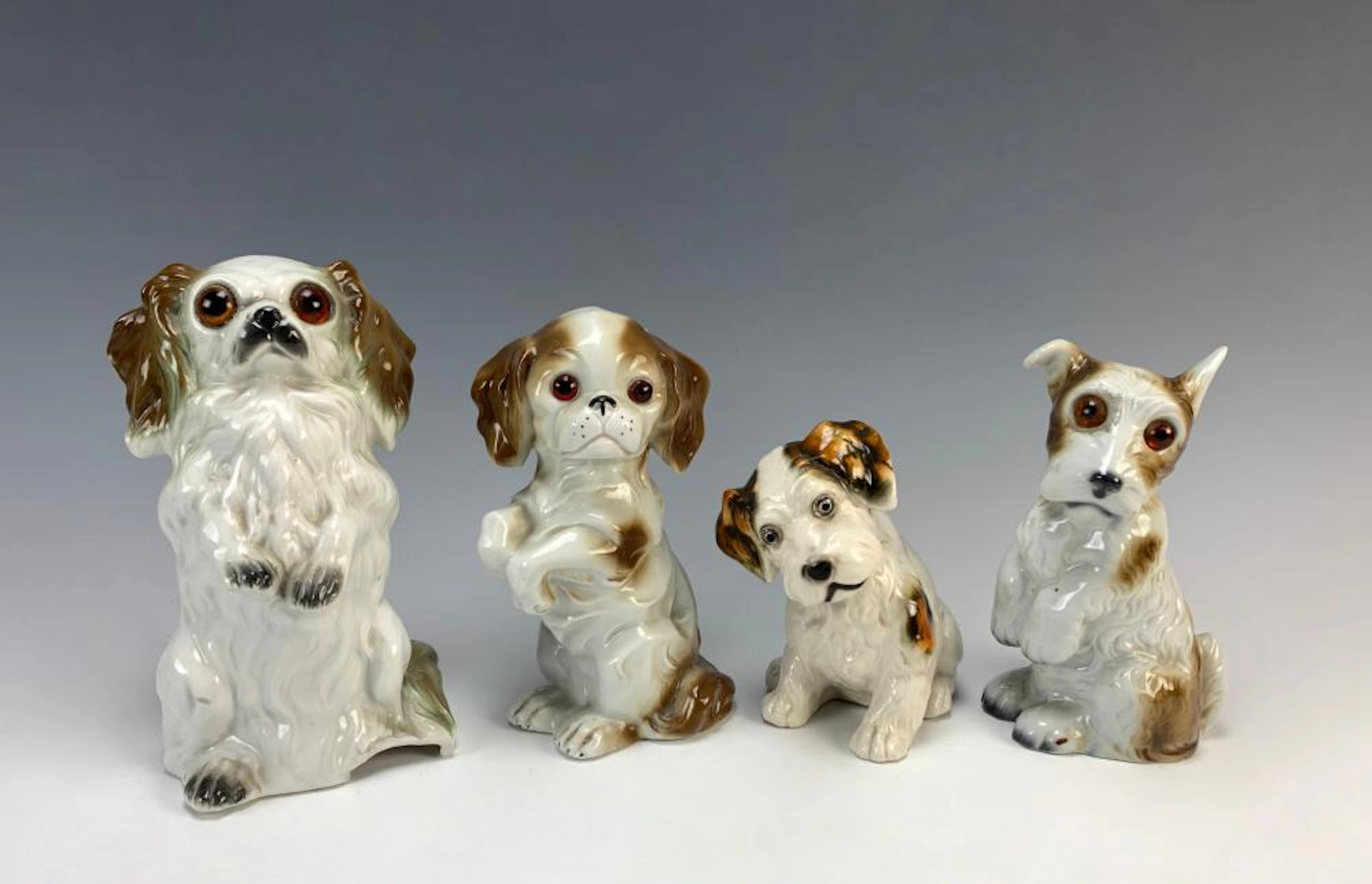 4 Vintage Porcelain Dog Perfume Lamps