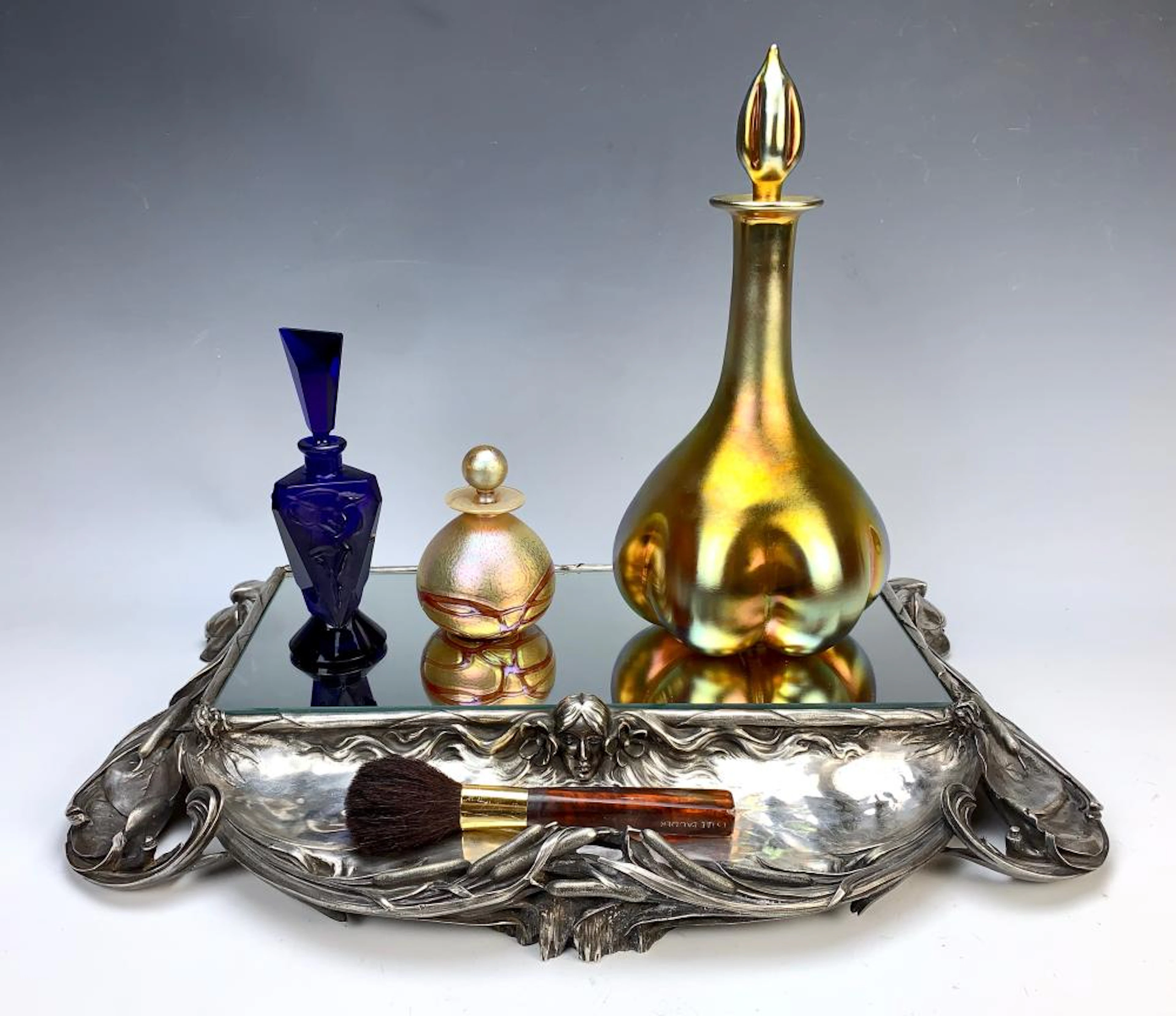 Art Nouveau Silvered Bronze Vanity Mirror
