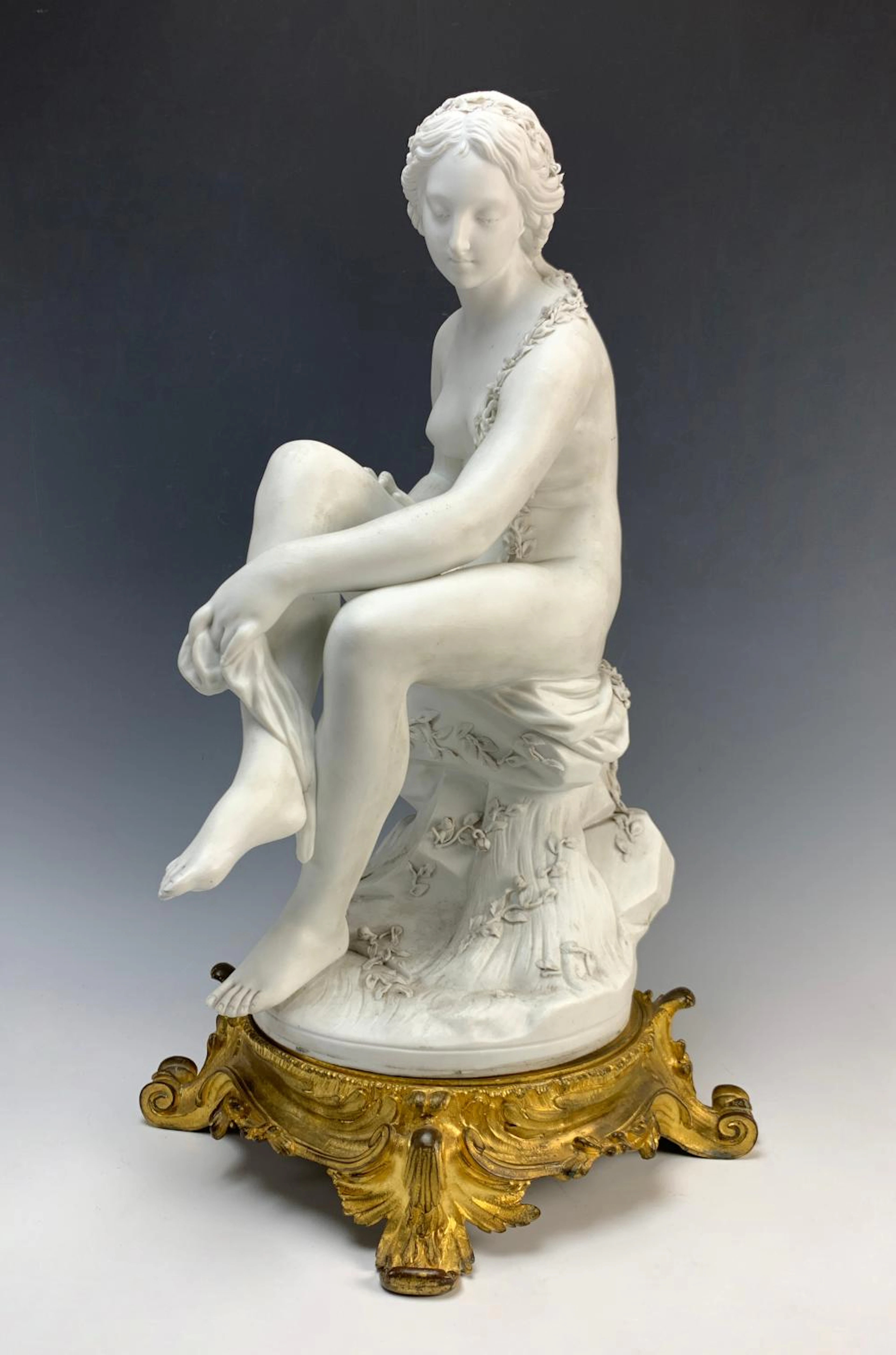 Sevres Bisque Nude Seated Woman Sgd Jean F