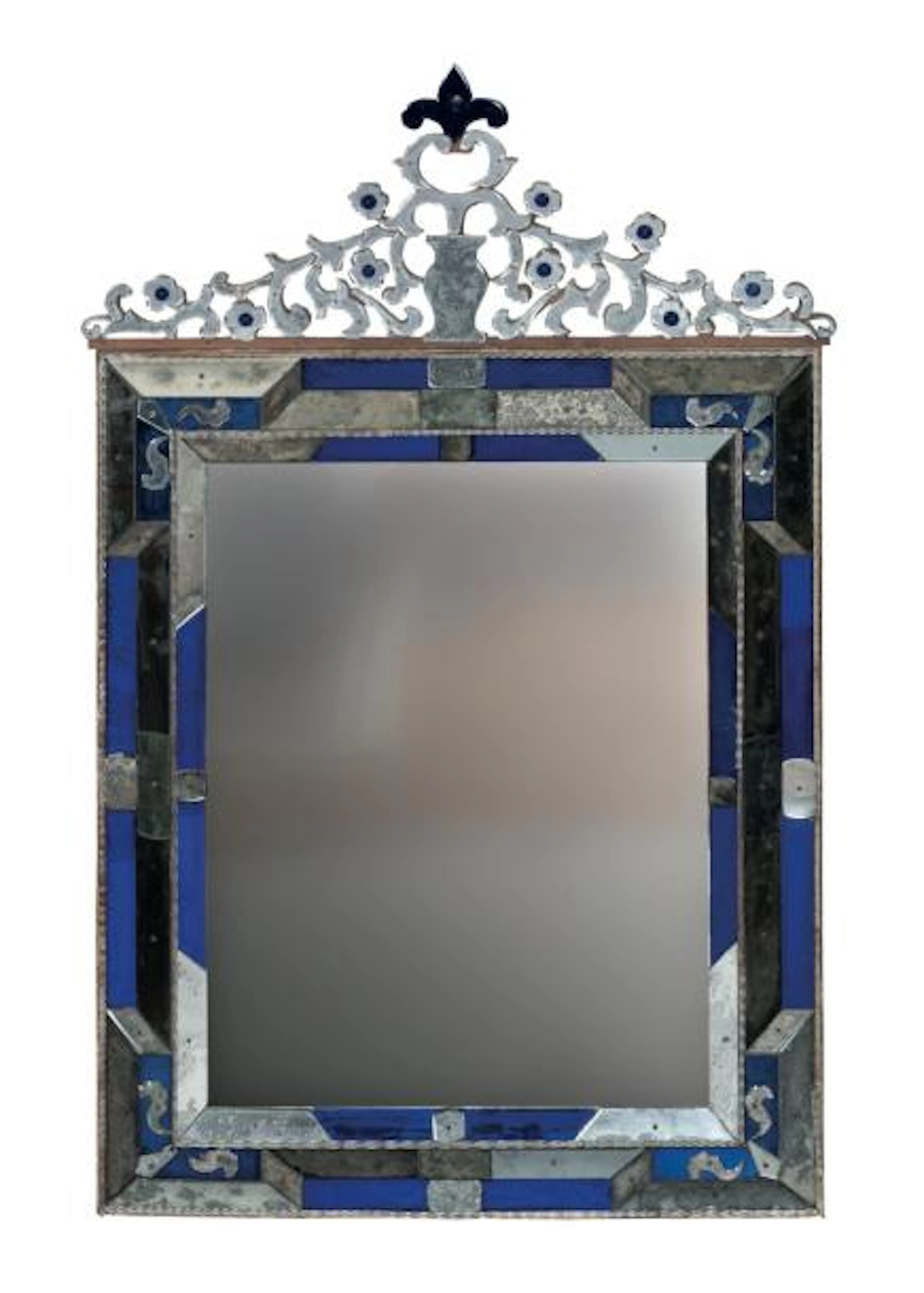 MIROIR en verre bleu et