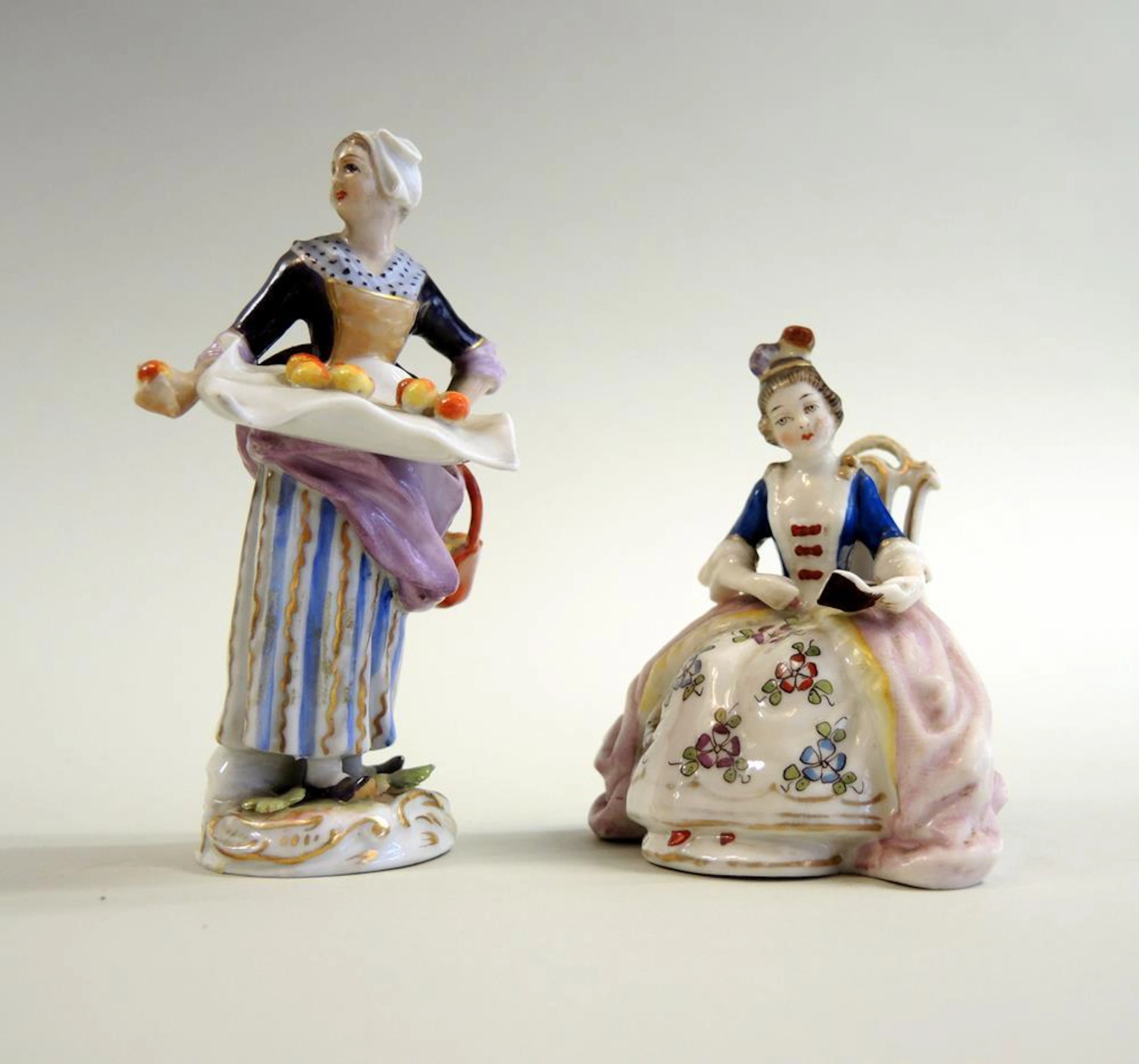 PORZELLANFIGUR, 2 Stück, Ludwigsburg und Höchst.