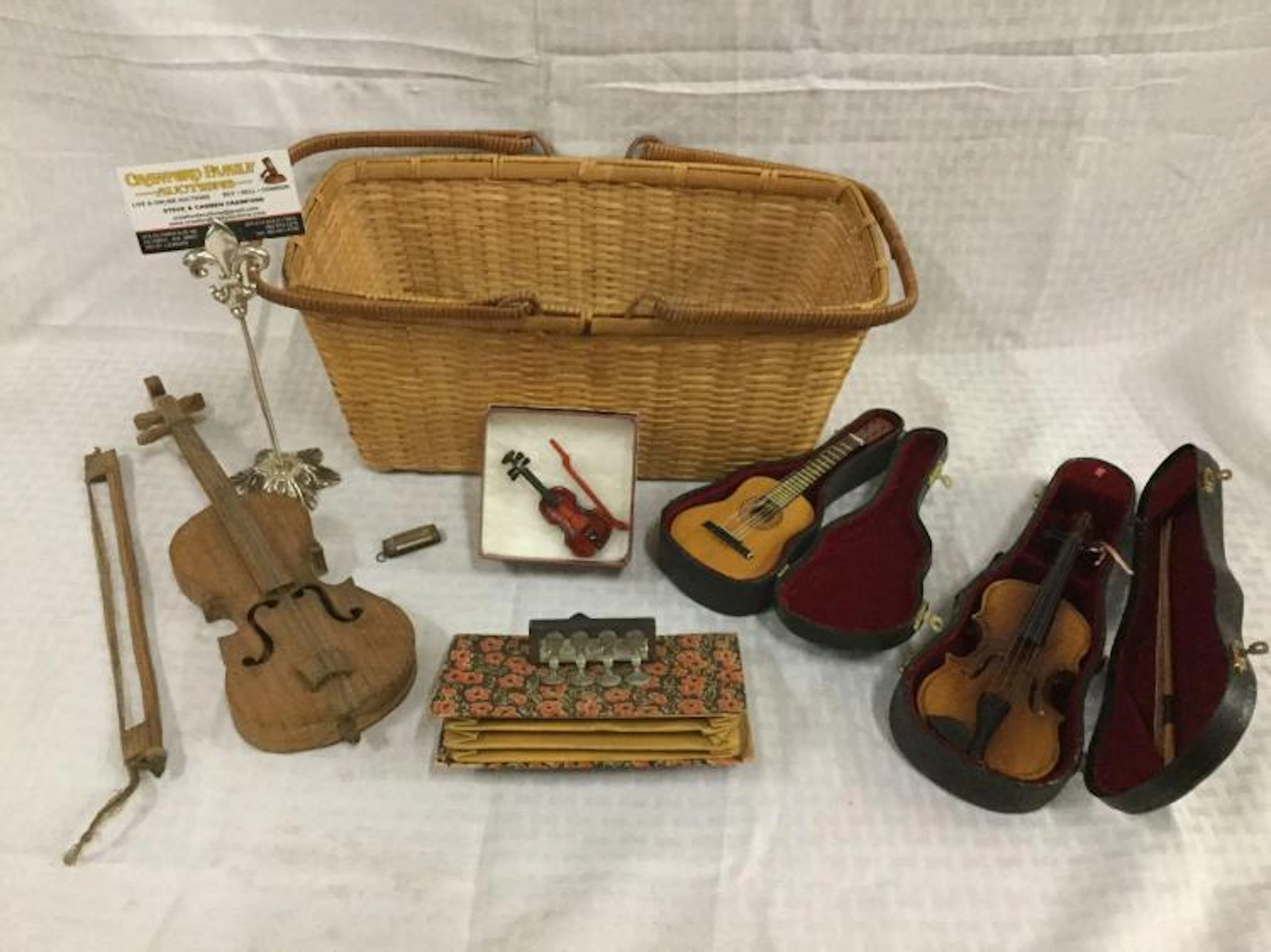 Collection of vintage mini dolls instruments incl