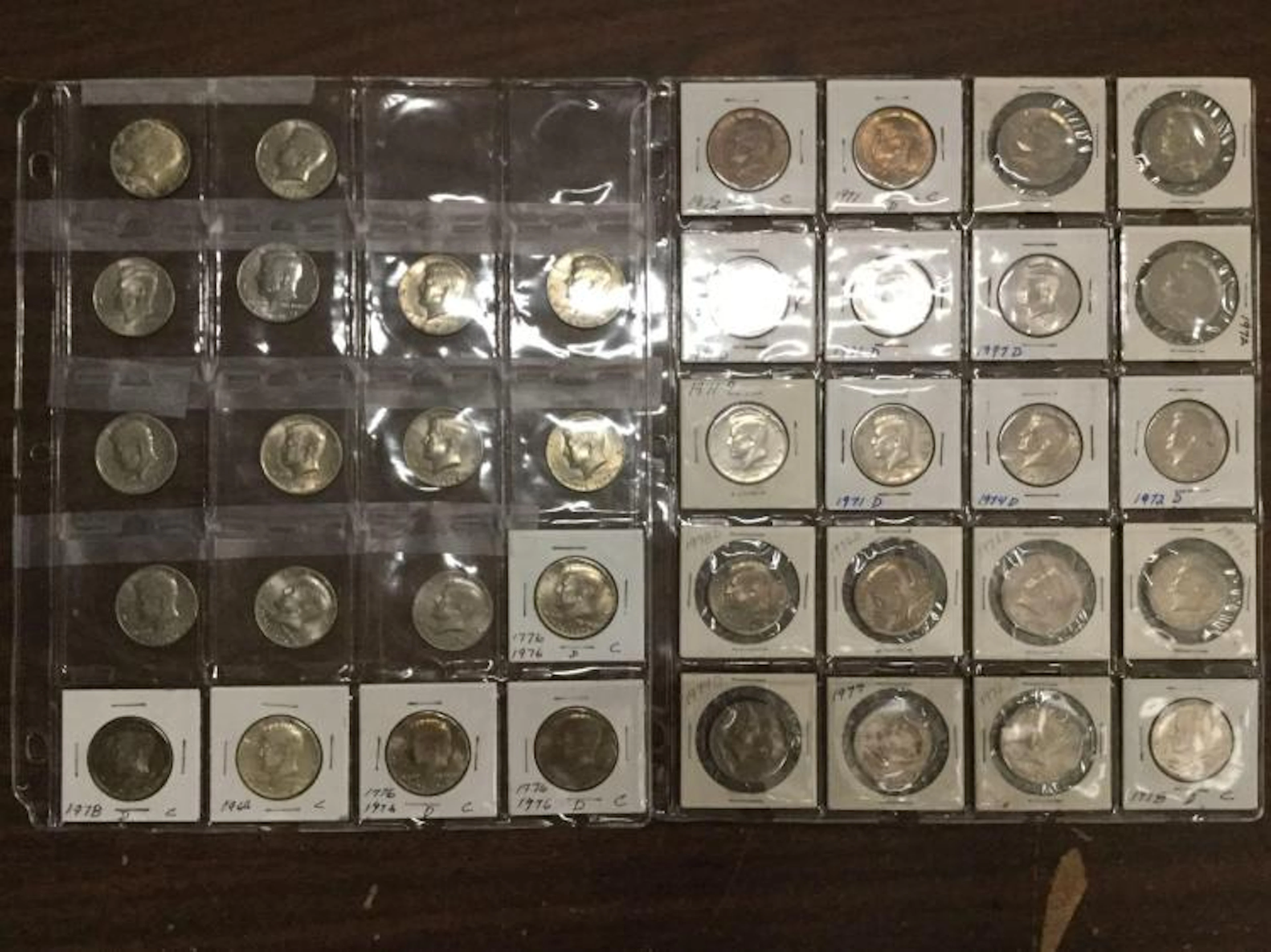 Set of 38 Kennedy half dollars , various dates from 1966 to 1996