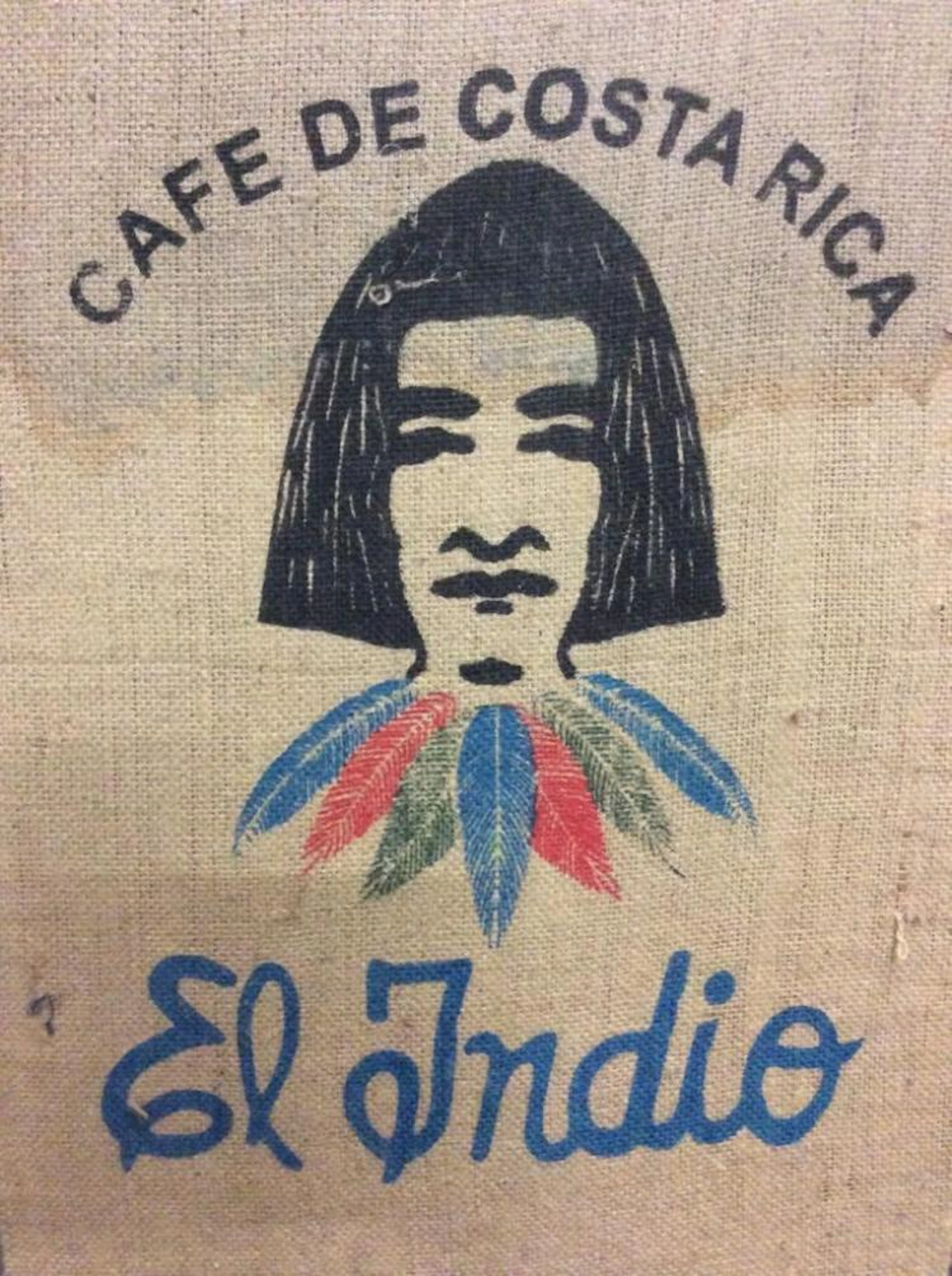 Graphic feedsack wall art "Cafe de Costa Rica - El Indio"