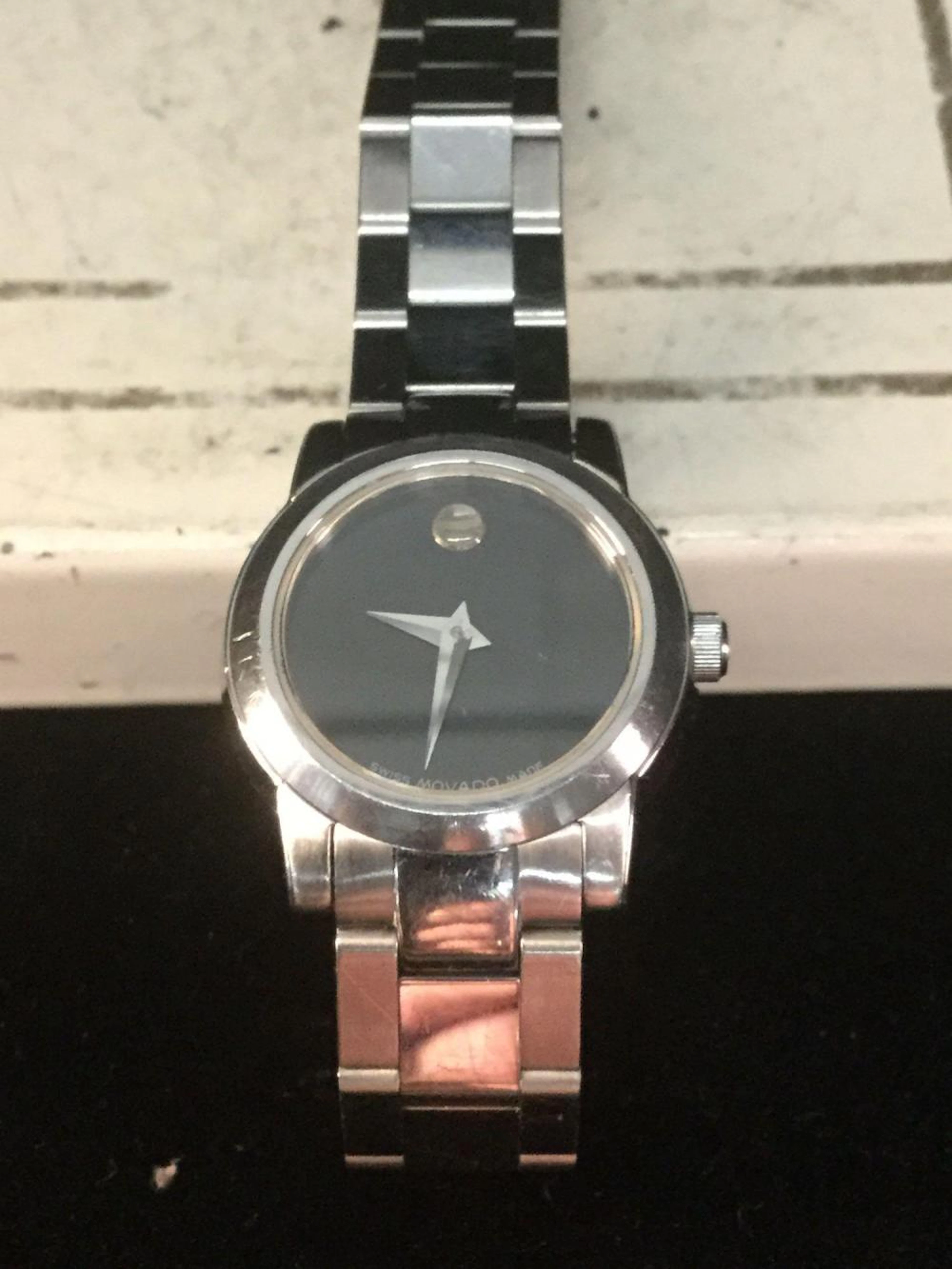 A Swiss made ladies Movado watch with museum dial and sapphire crystal