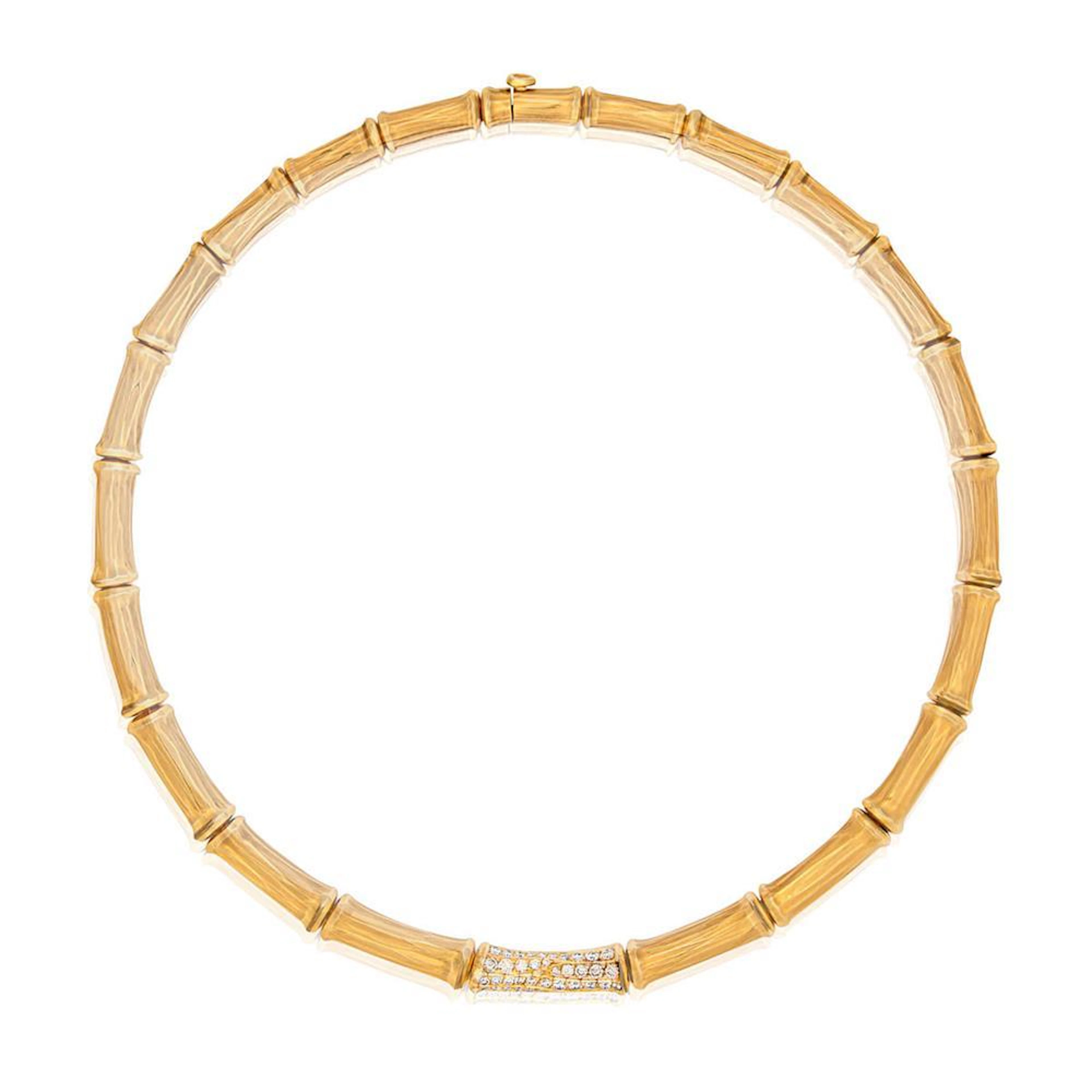18ct gold and diamond 'Bamboo' necklace, Cartier