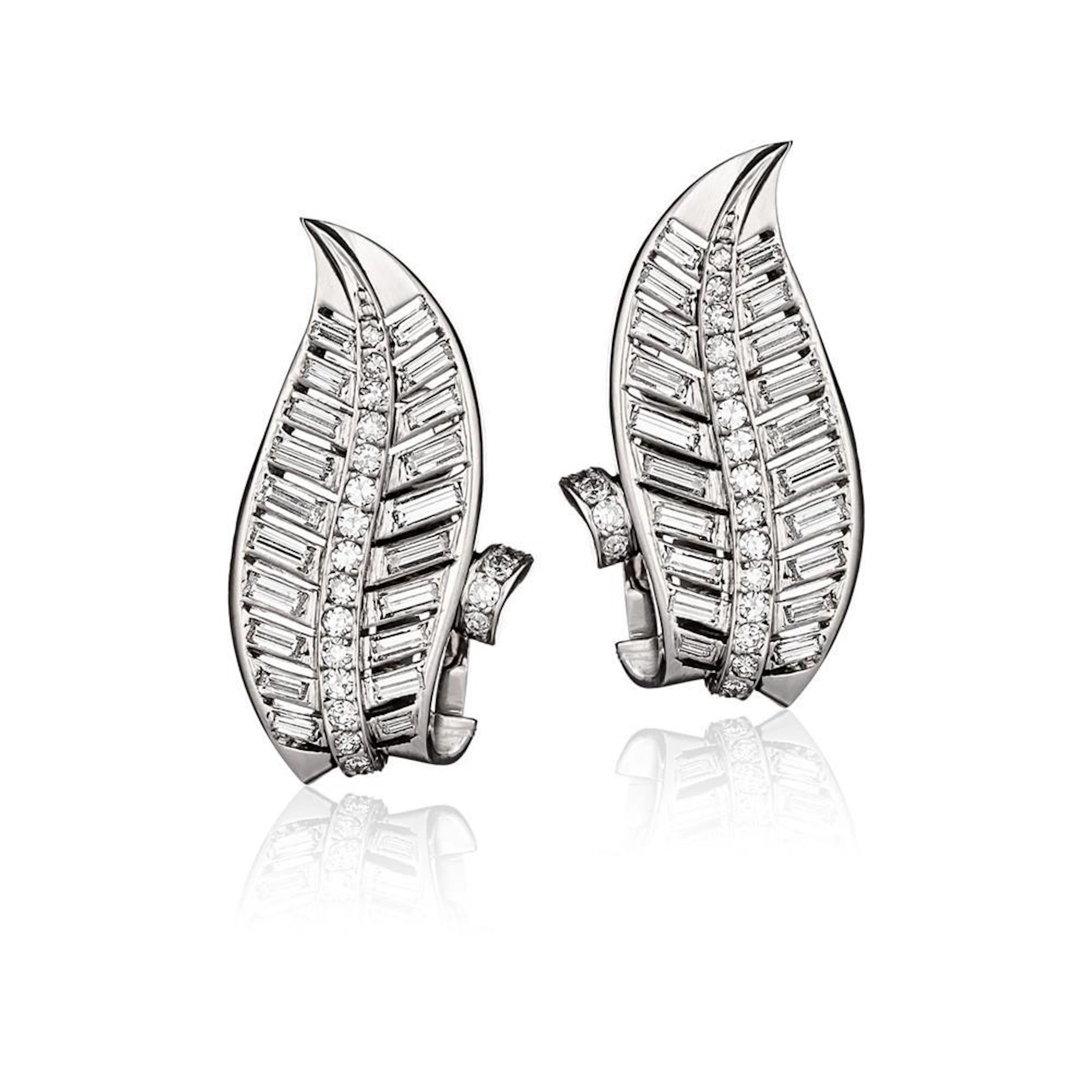 Pair of platinum and diamond earrings
