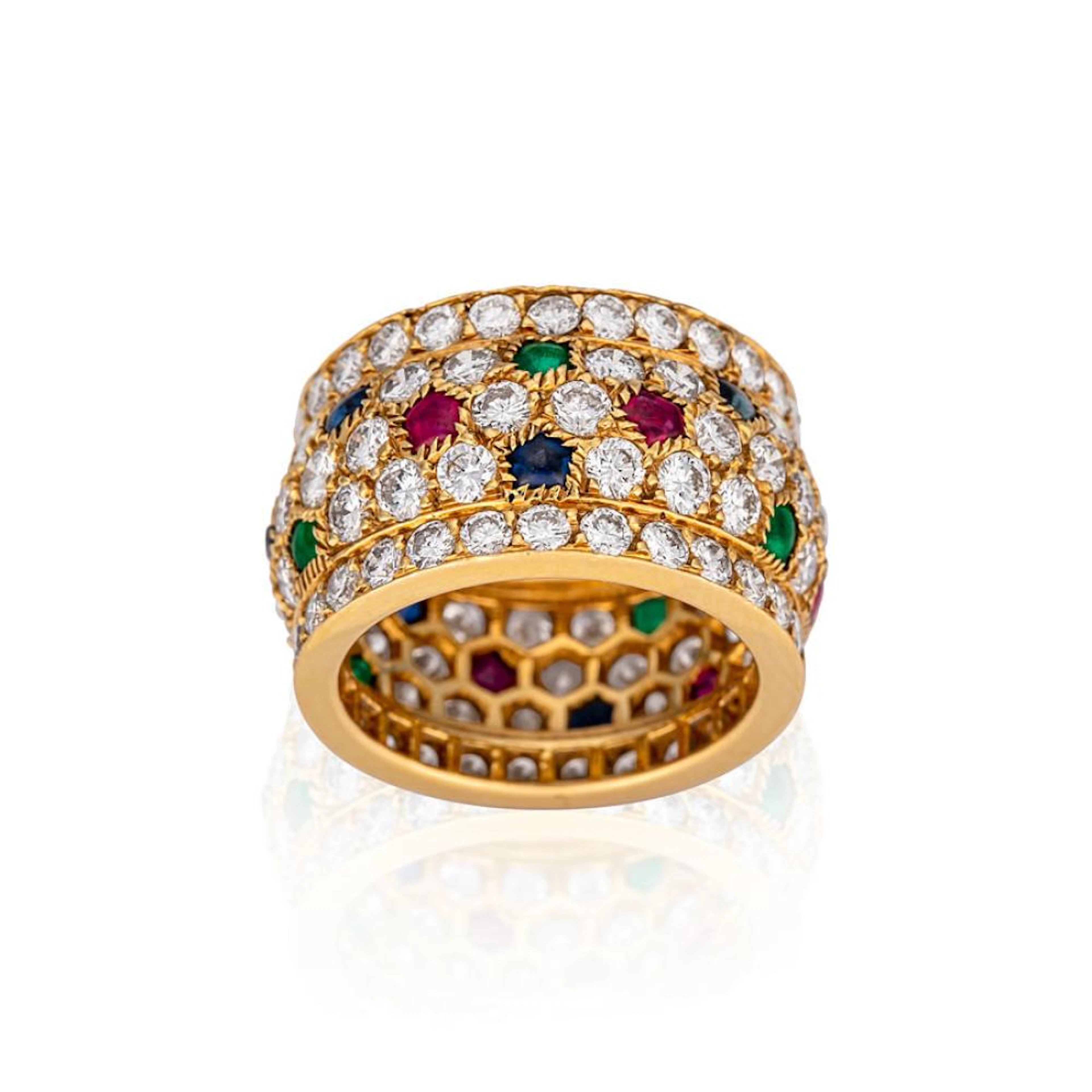 18ct gold, diamond, ruby, sapphire and emerald 'Nigeria' ring, Cartier