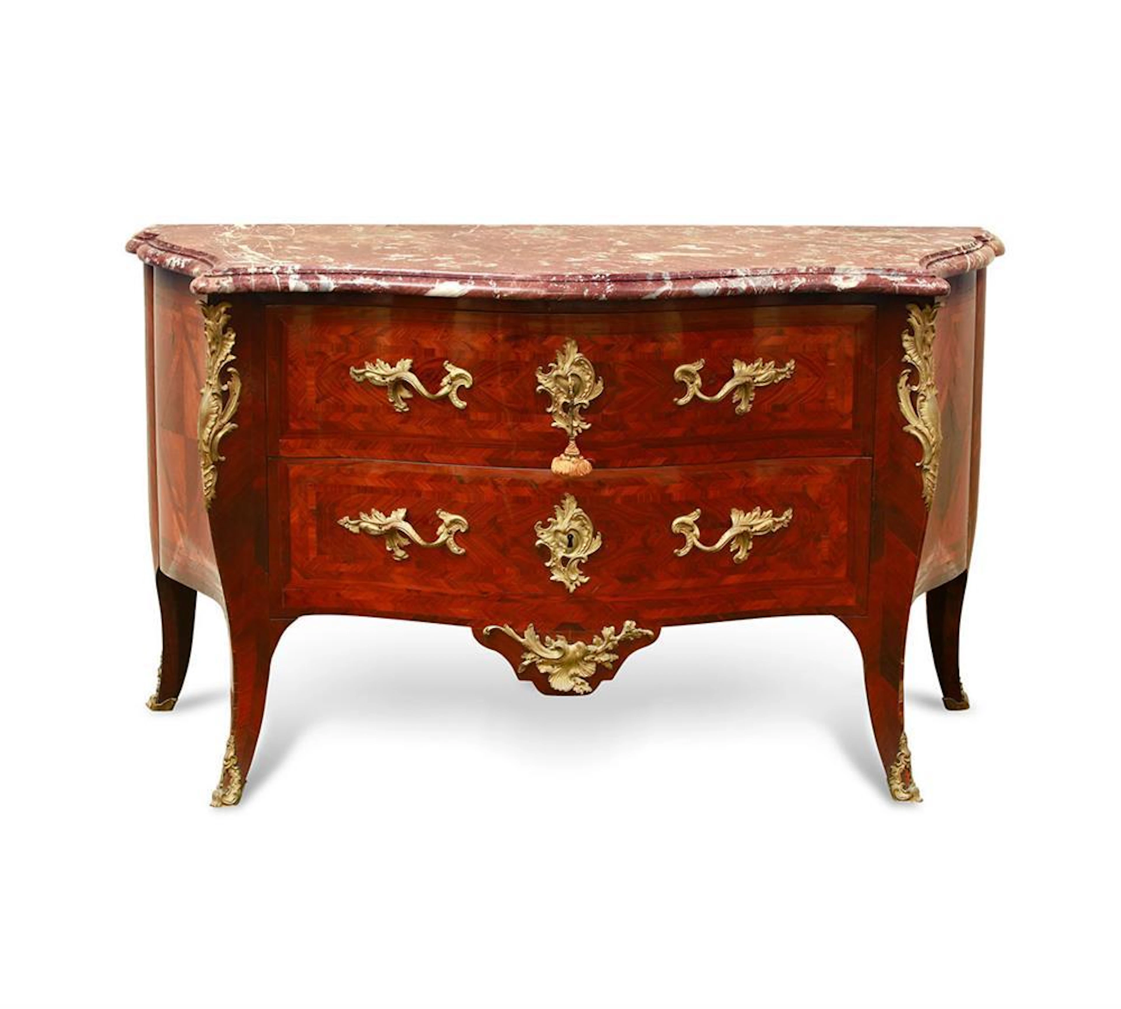 A Louis XV Kingwood parquetry commode, circa 1750