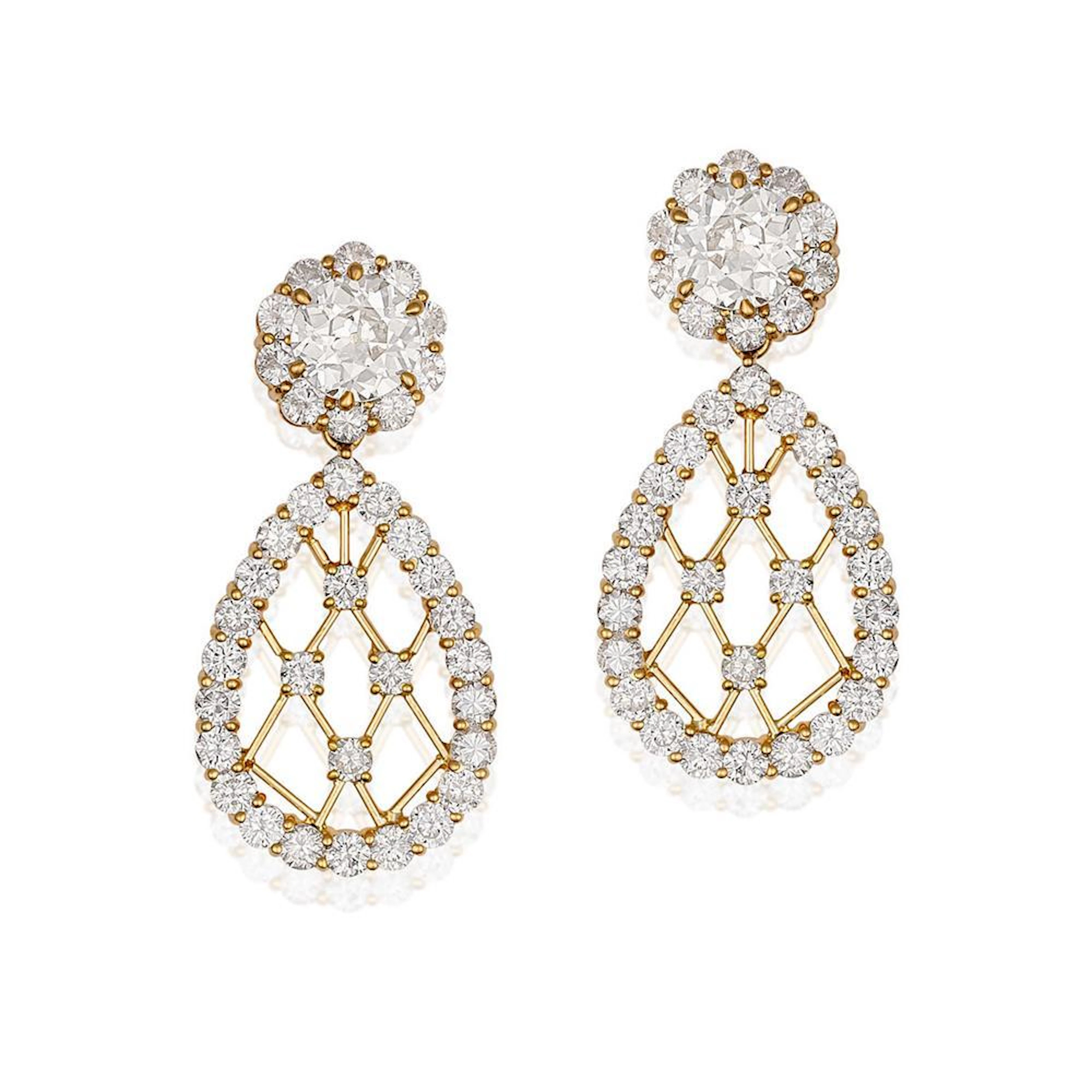 Pair of 18ct gold and diamond earrings