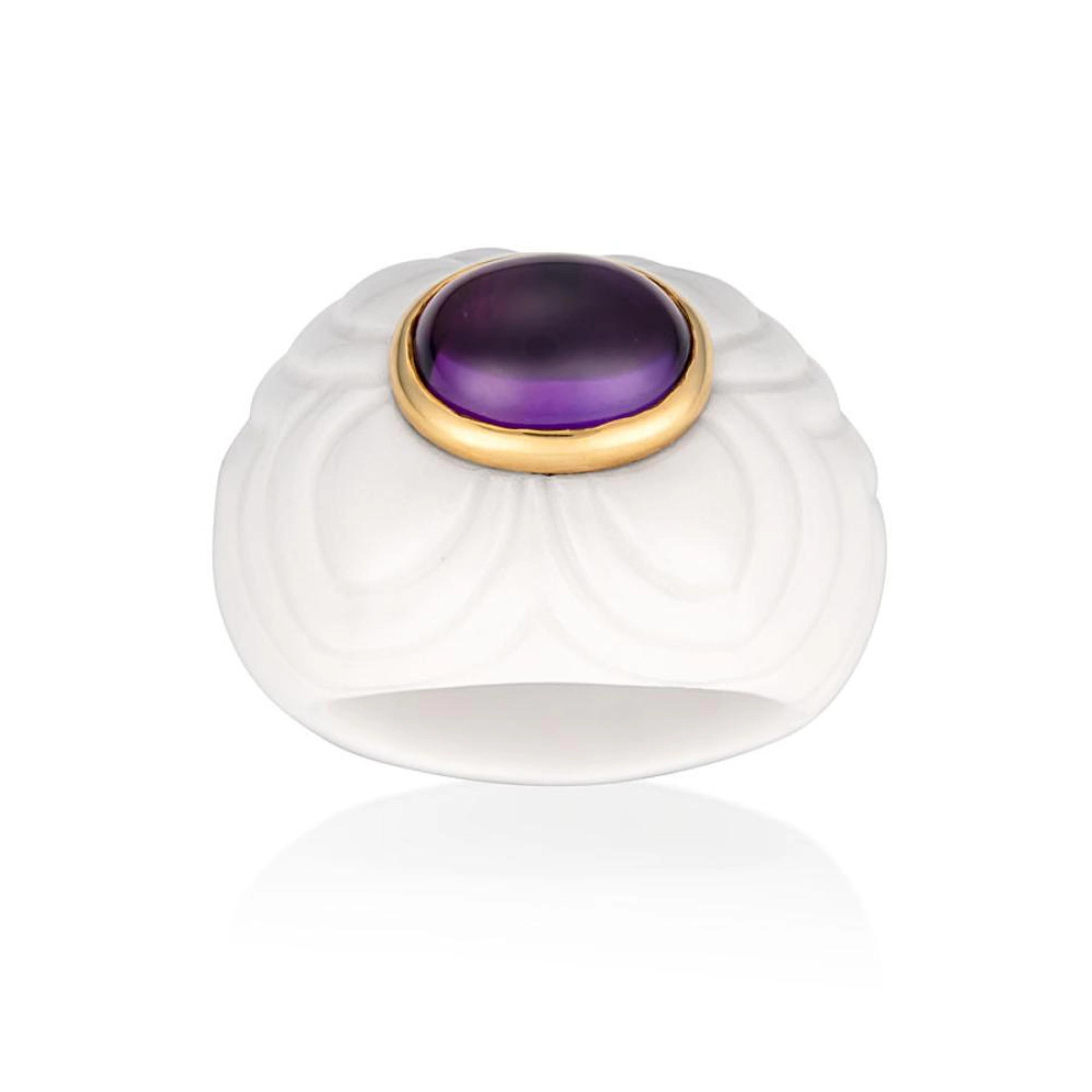 18ct gold, amethyst and ceramic 'Chandra' ring, Bulgari