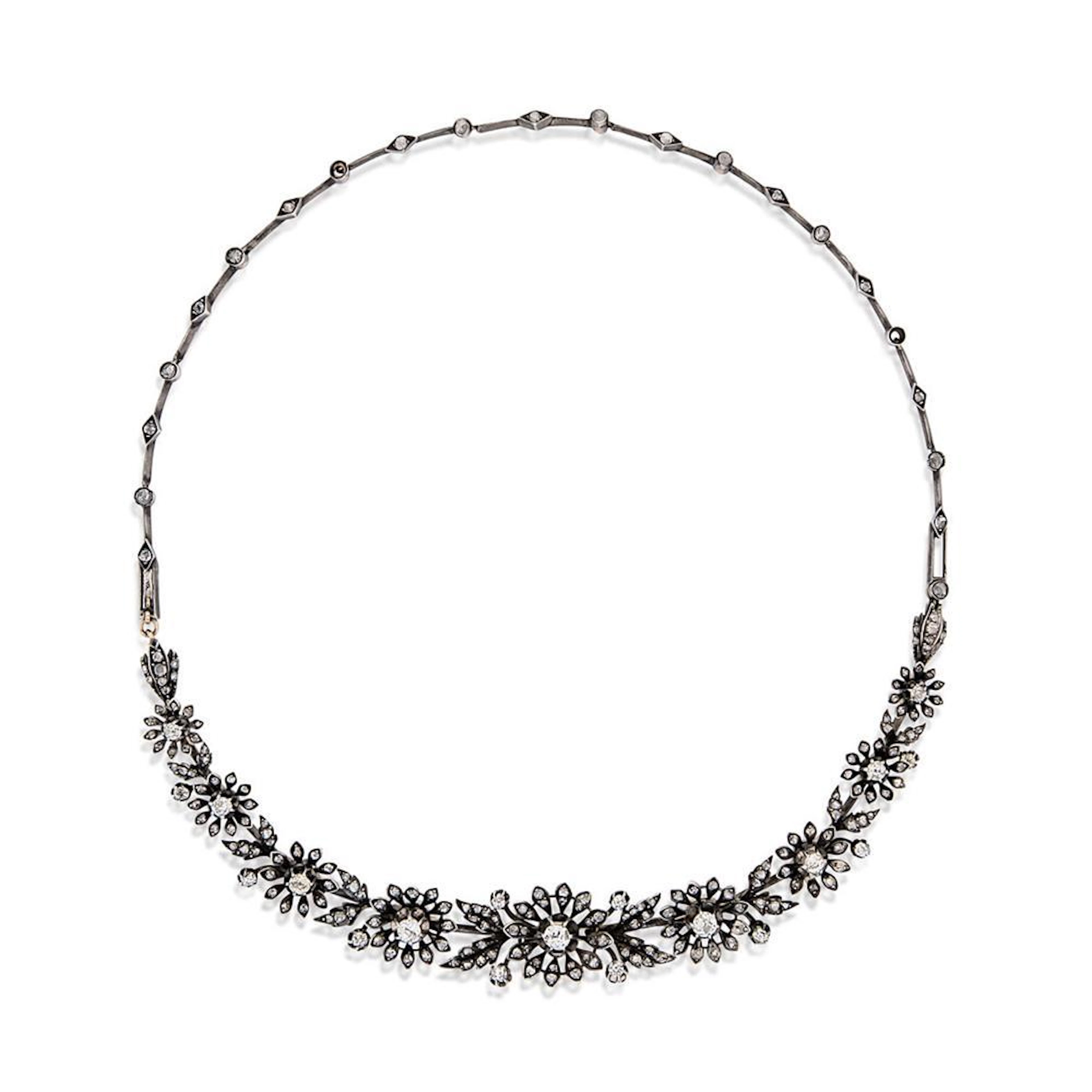 A diamond necklace/bracelet/ tiara combination, late 19th century