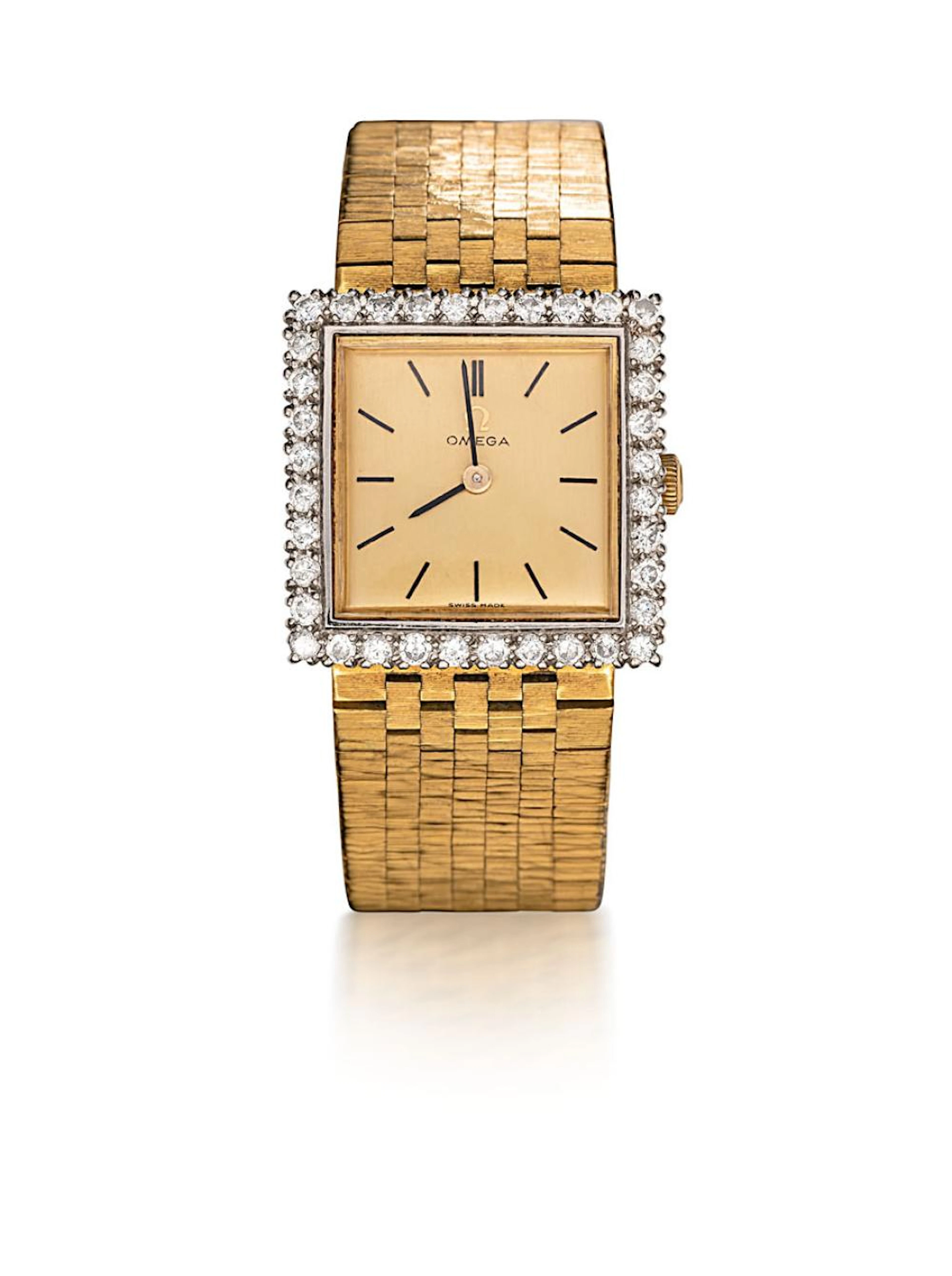 Omega ref 8068 A gold and diamond-set bracelet watch, circa 1975