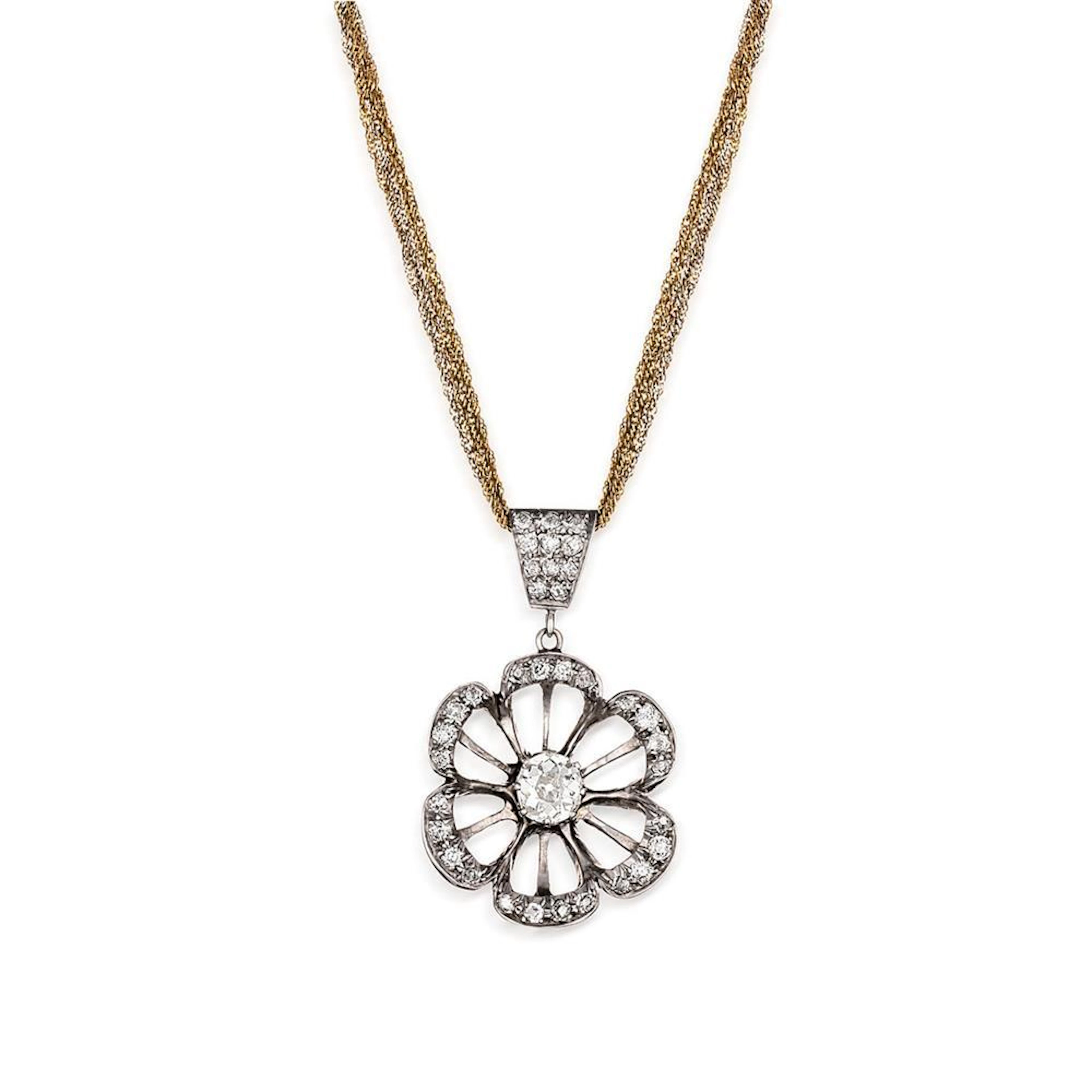 18ct bi-colour gold and diamond pendant necklace