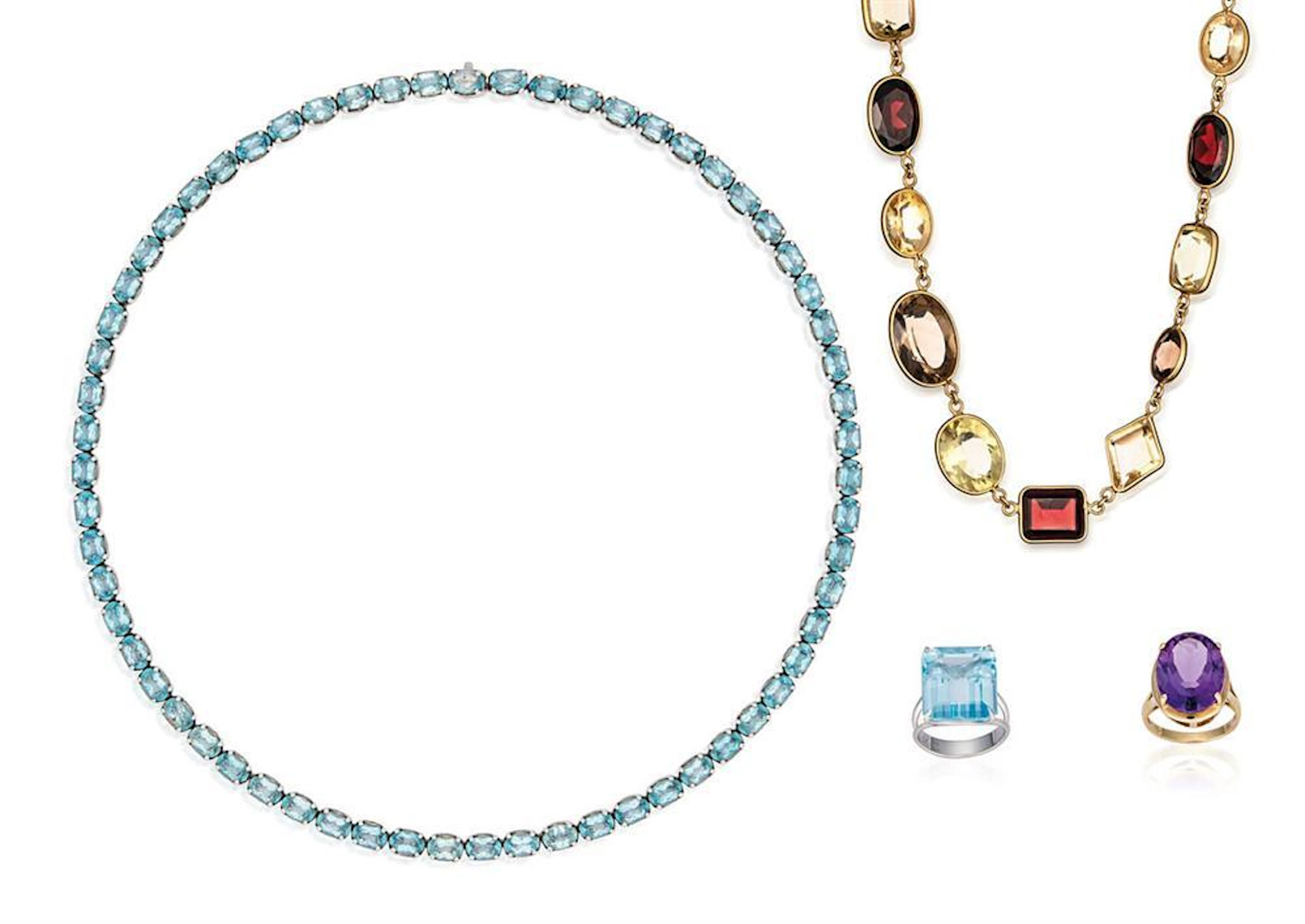 Topaz and diamond necklace