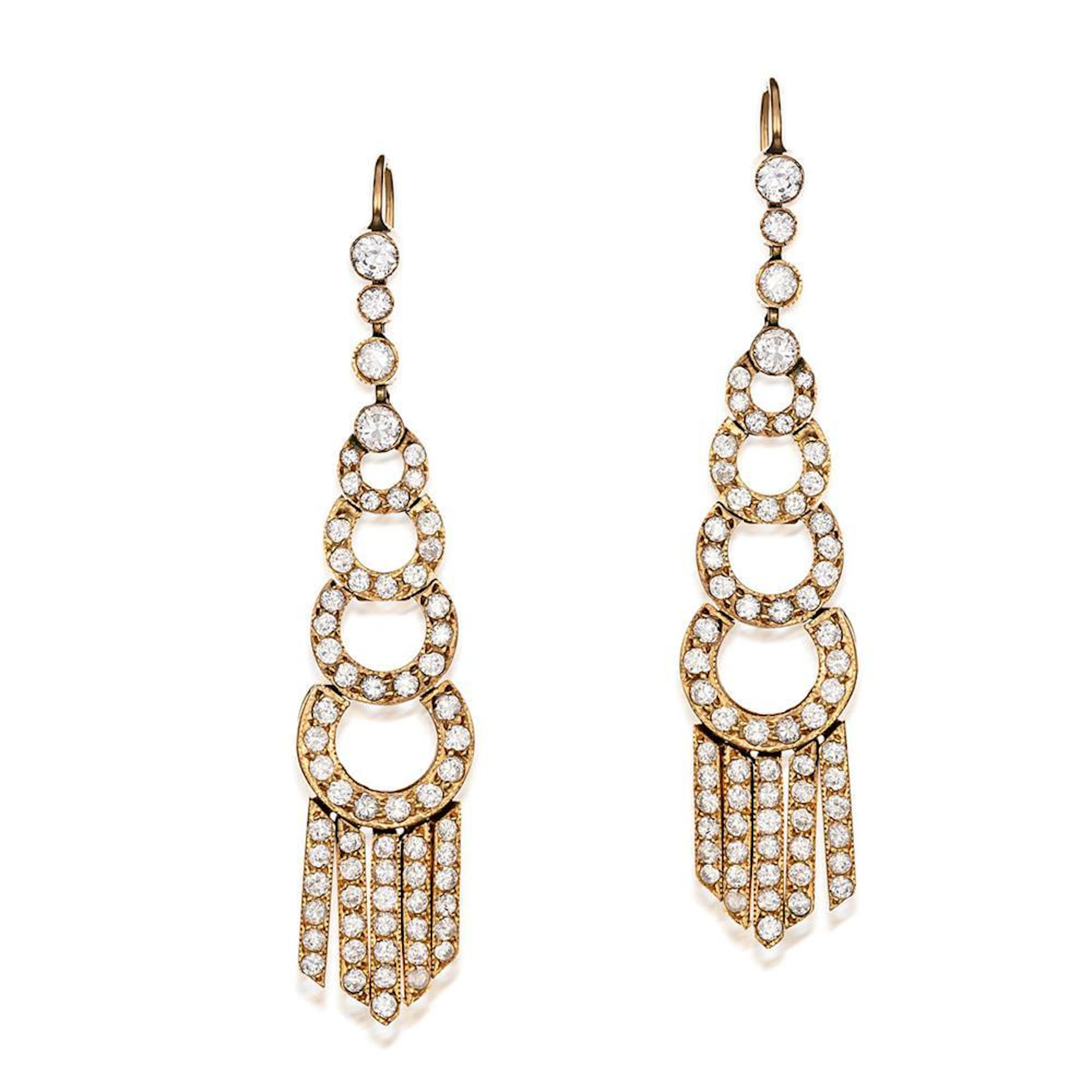 Pair of 14ct gold and diamond earrings