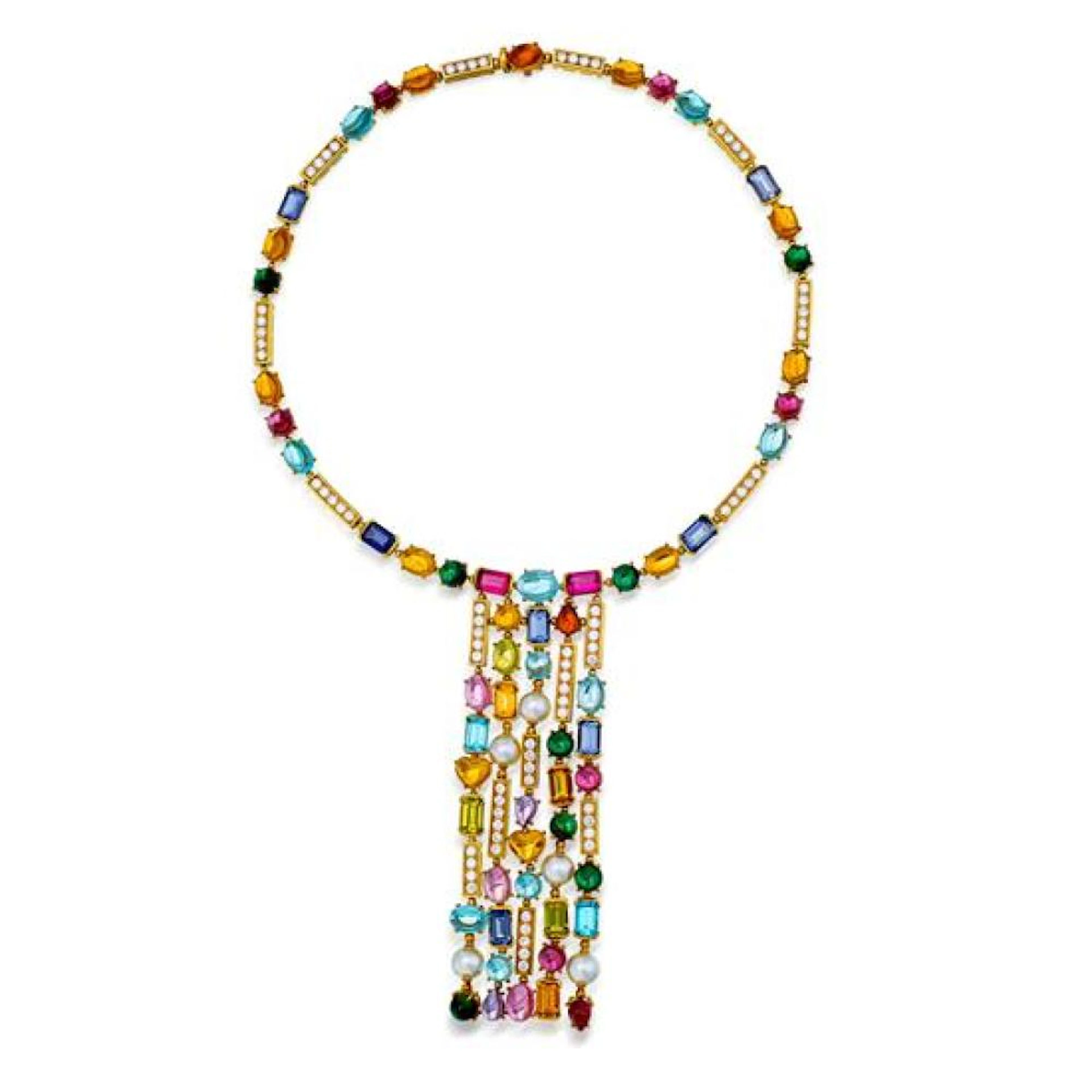 18ct gold, diamond, pearl and gem-set 'Allegra' necklace, Bulgari