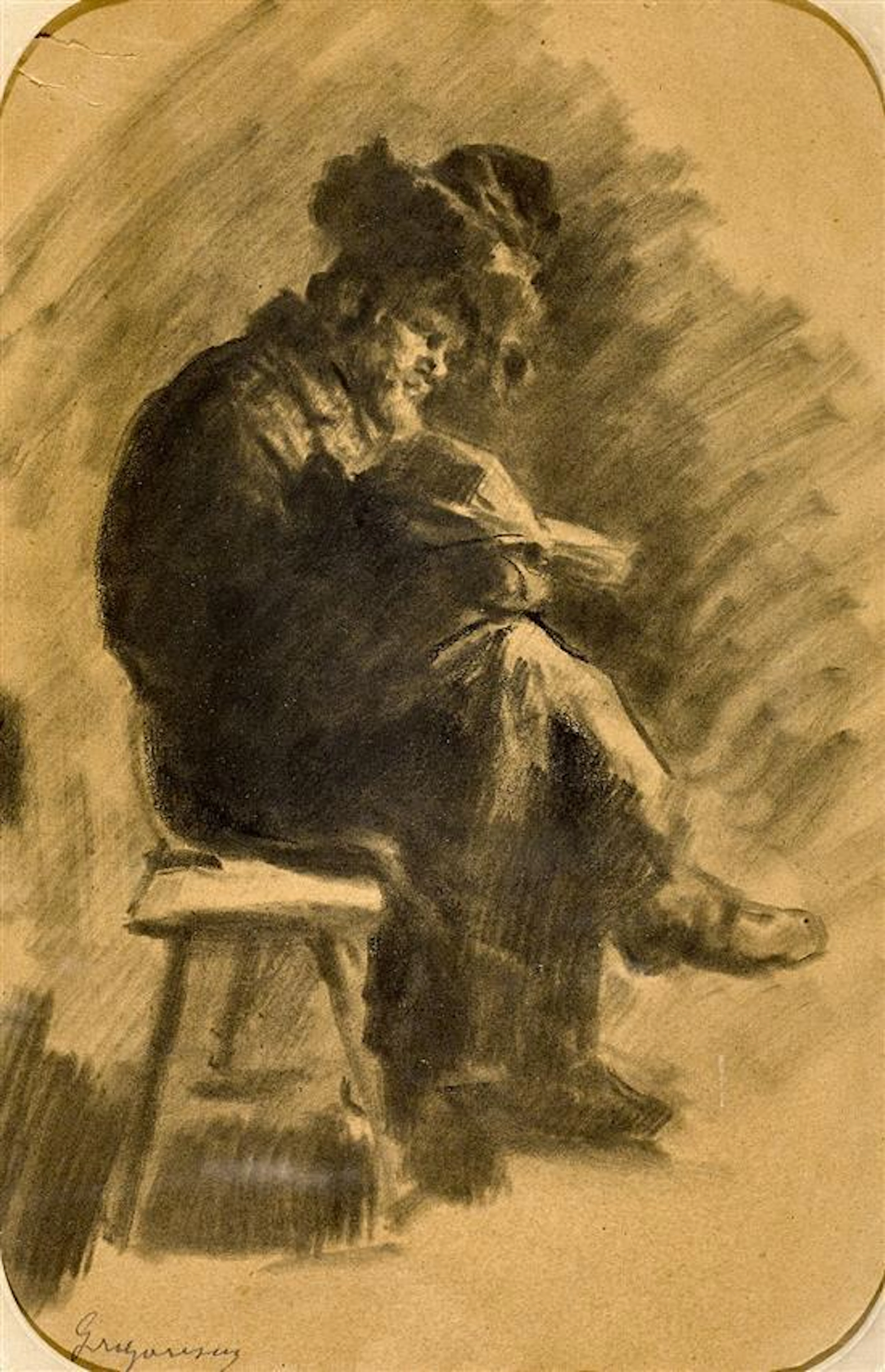 NICOLAE GRIGORESCU 1838-1907 Jewish Scholar Reading...