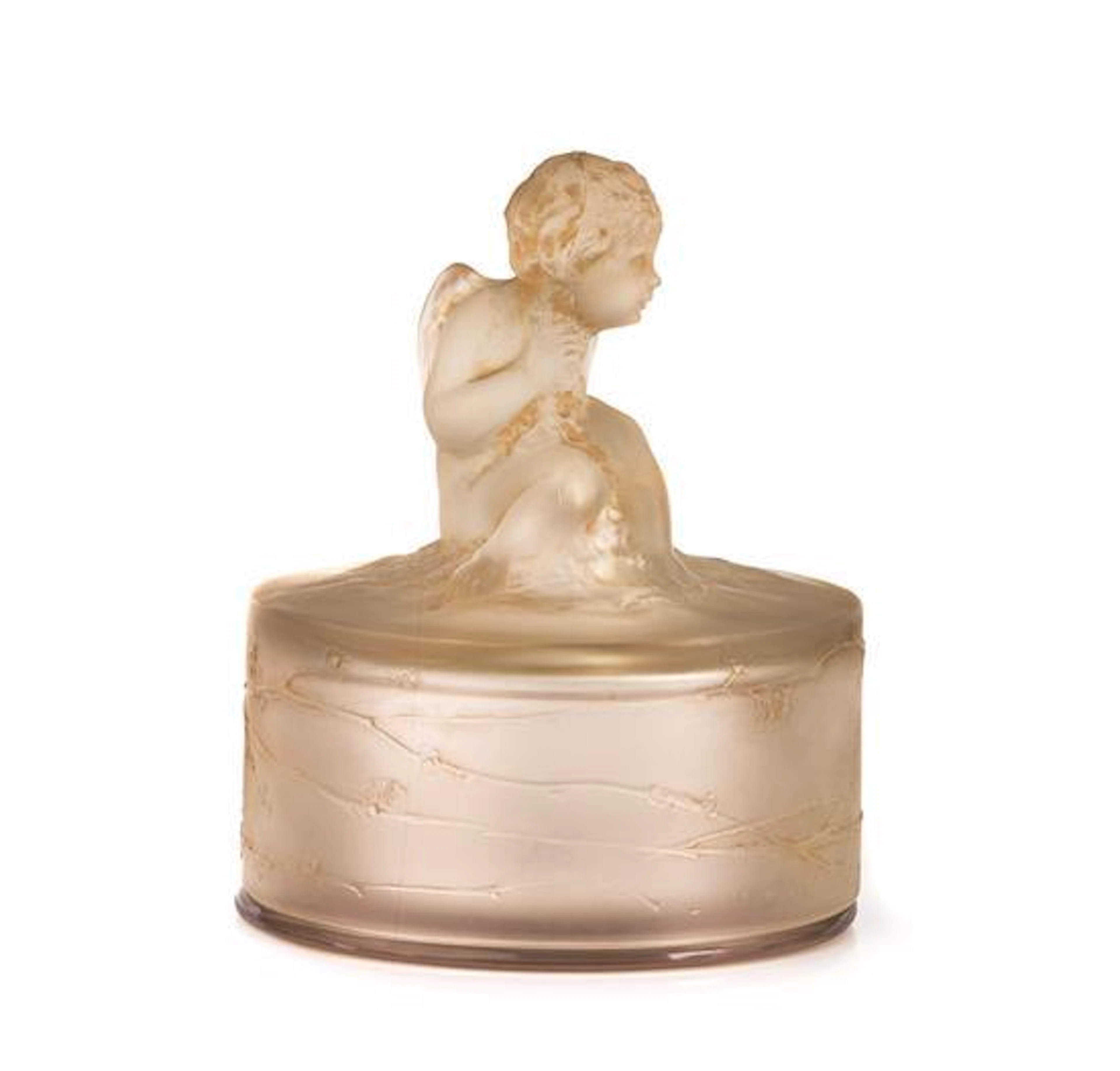 A René Lalique 'Amour Assis' box, designed 1919 14.5 cm high