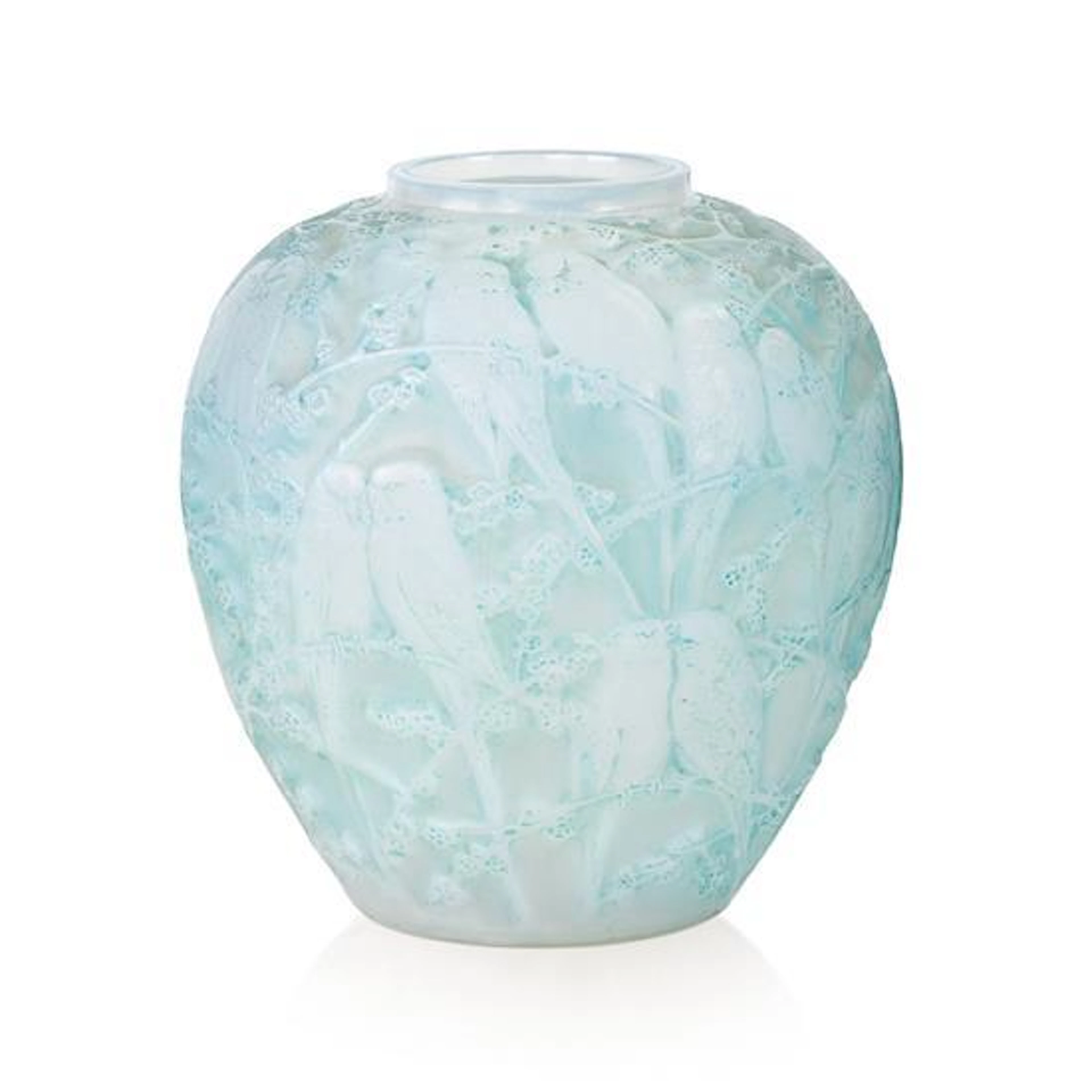 A René Lalique 'Perruches' vase, designed 1919 25.5 cm high