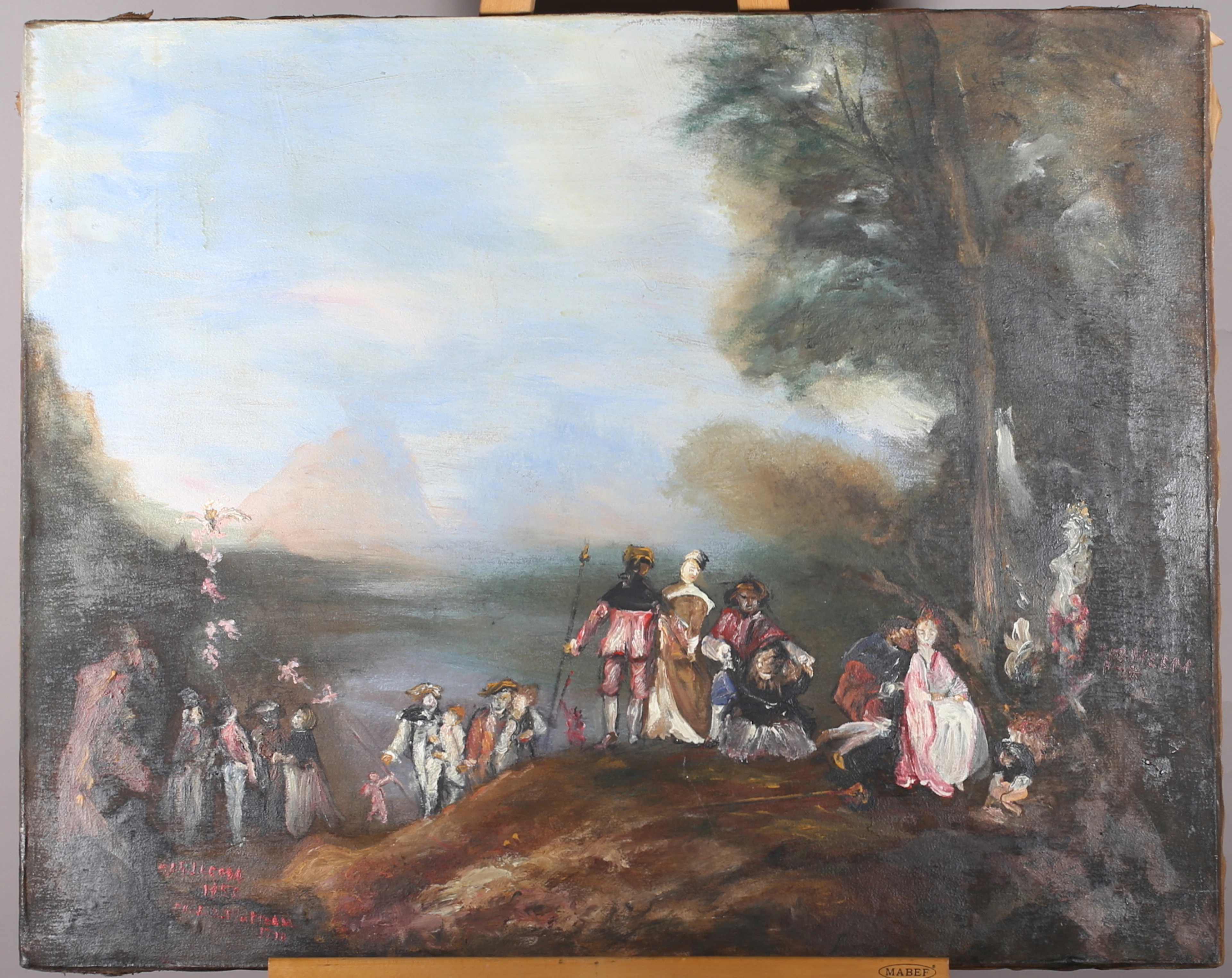 JEAN-ANTOINE WATTEAU. Nach. Öl auf Leinwand, Kopie nach "L'Embarquement pour Cythère".