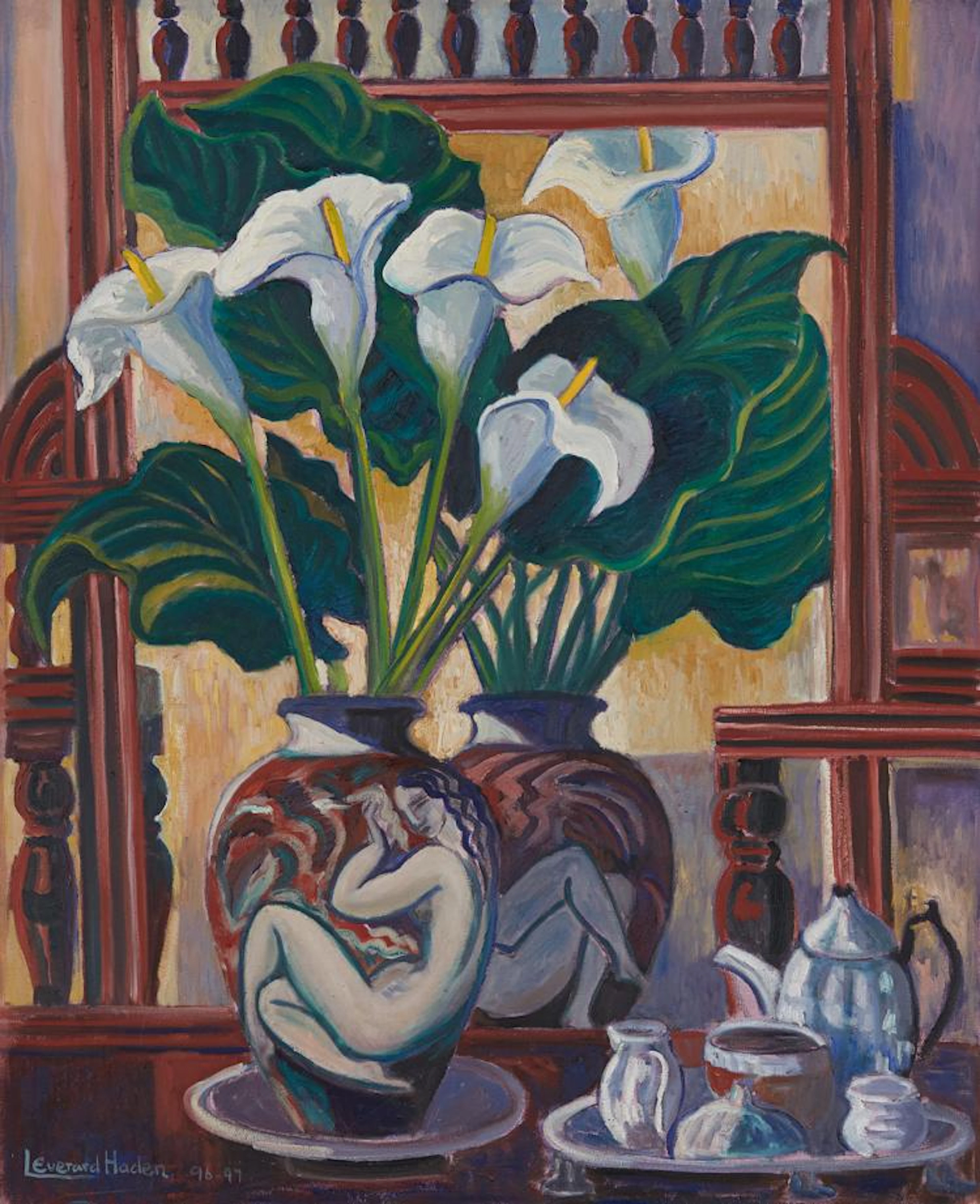 Leonora Everard Haden, Arum Lilies in a Vase