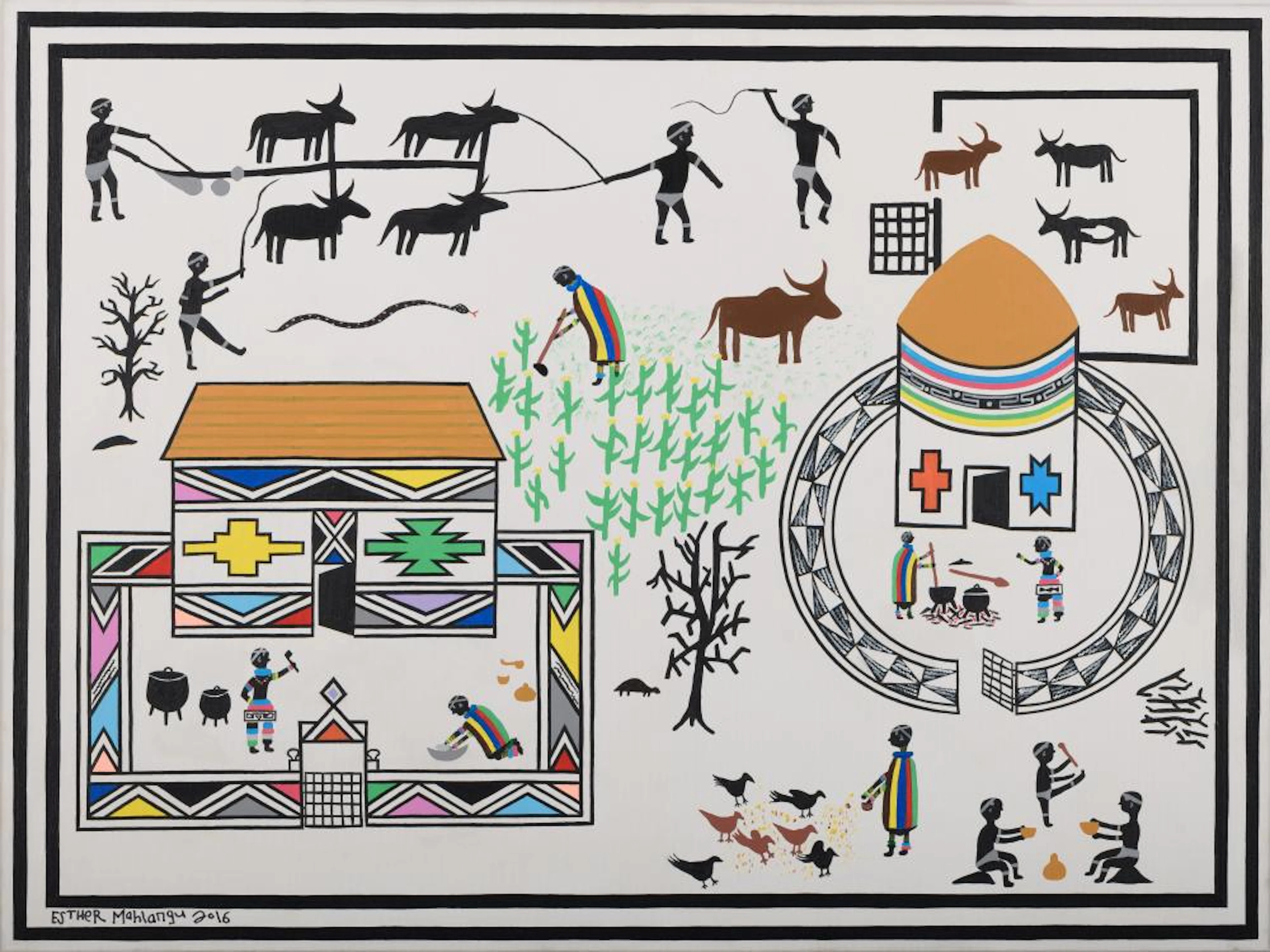ESTHER MAHLANGU (SOUTH AFRICA 1935-) | NDEBELE DWELLING
