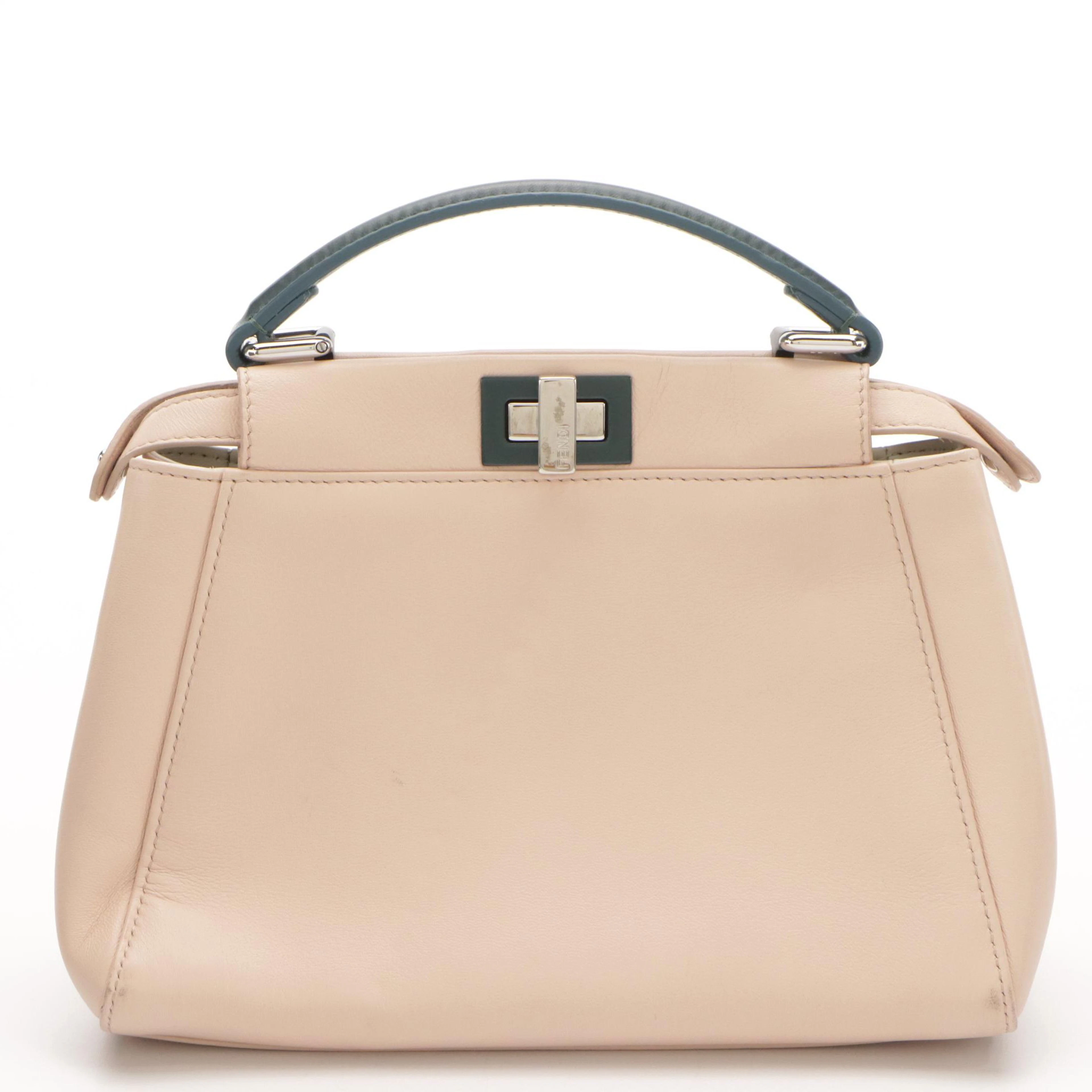 Fendi Colorblock Nappa Leather Mini Peekaboo Iconic Satchel Two-Way Bag