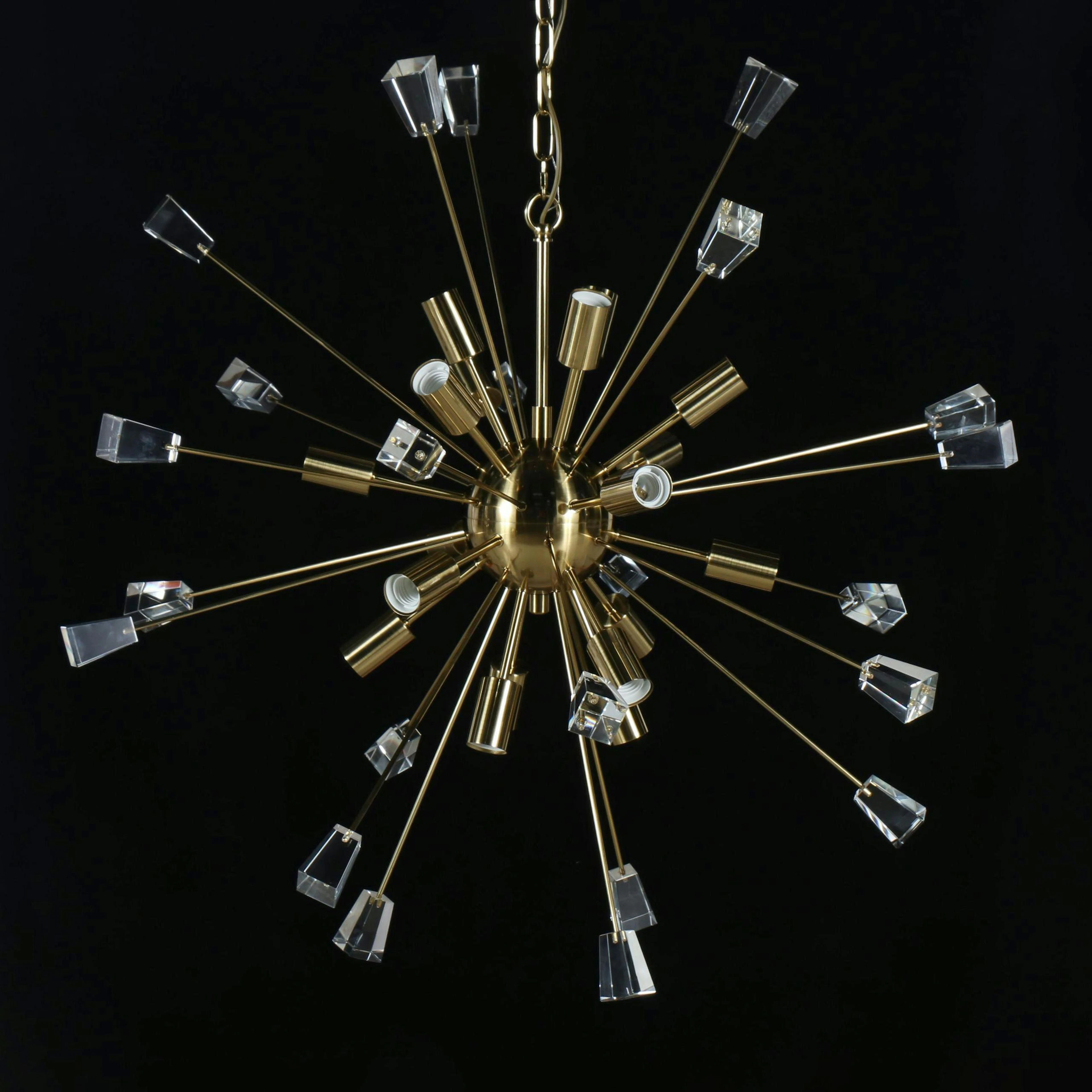Mid Century Modern Style Sputnik Brass and Acrylic Chandelier