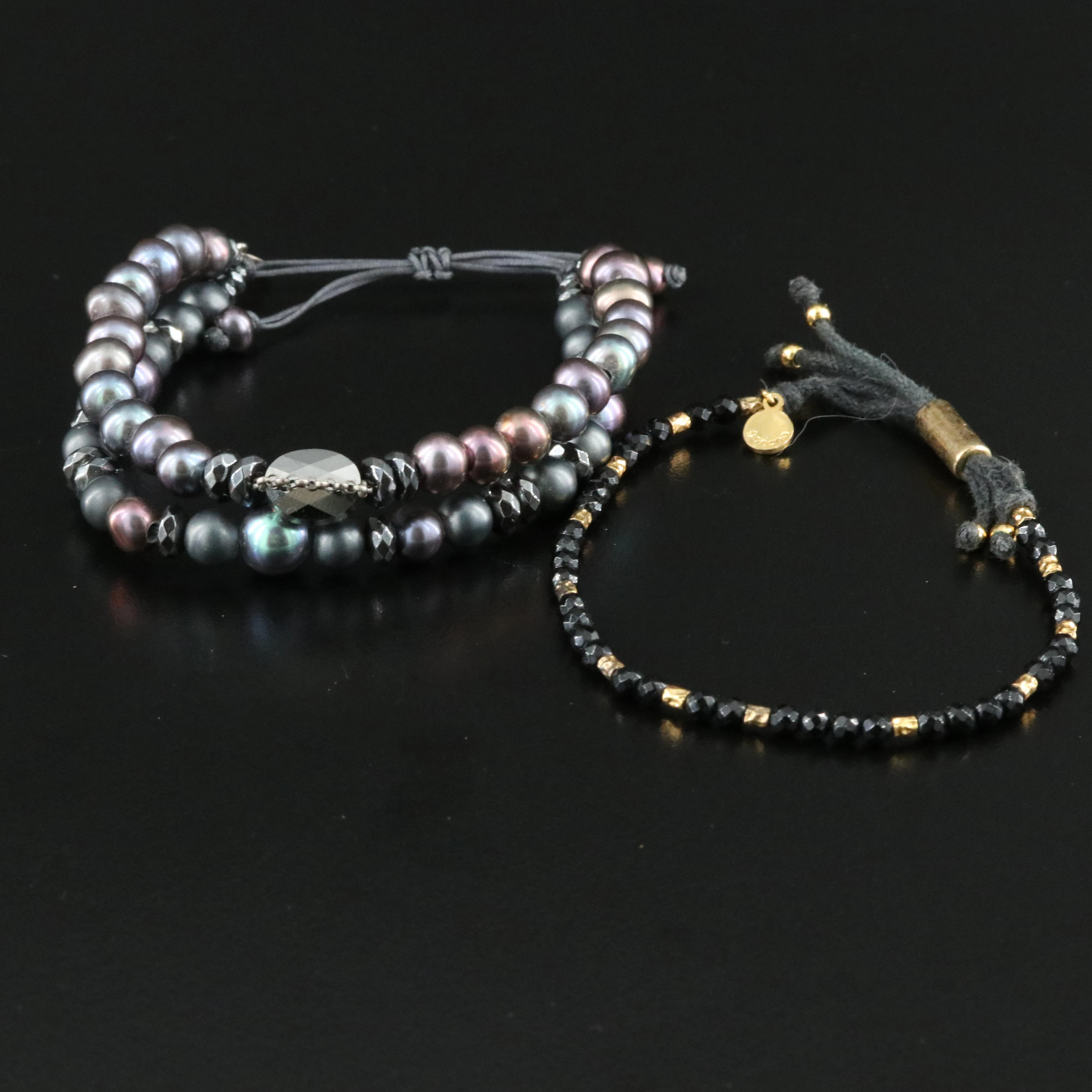 Bracelets with Chan Luu Sterling and Gorjana Including Pearl and Black Onyx