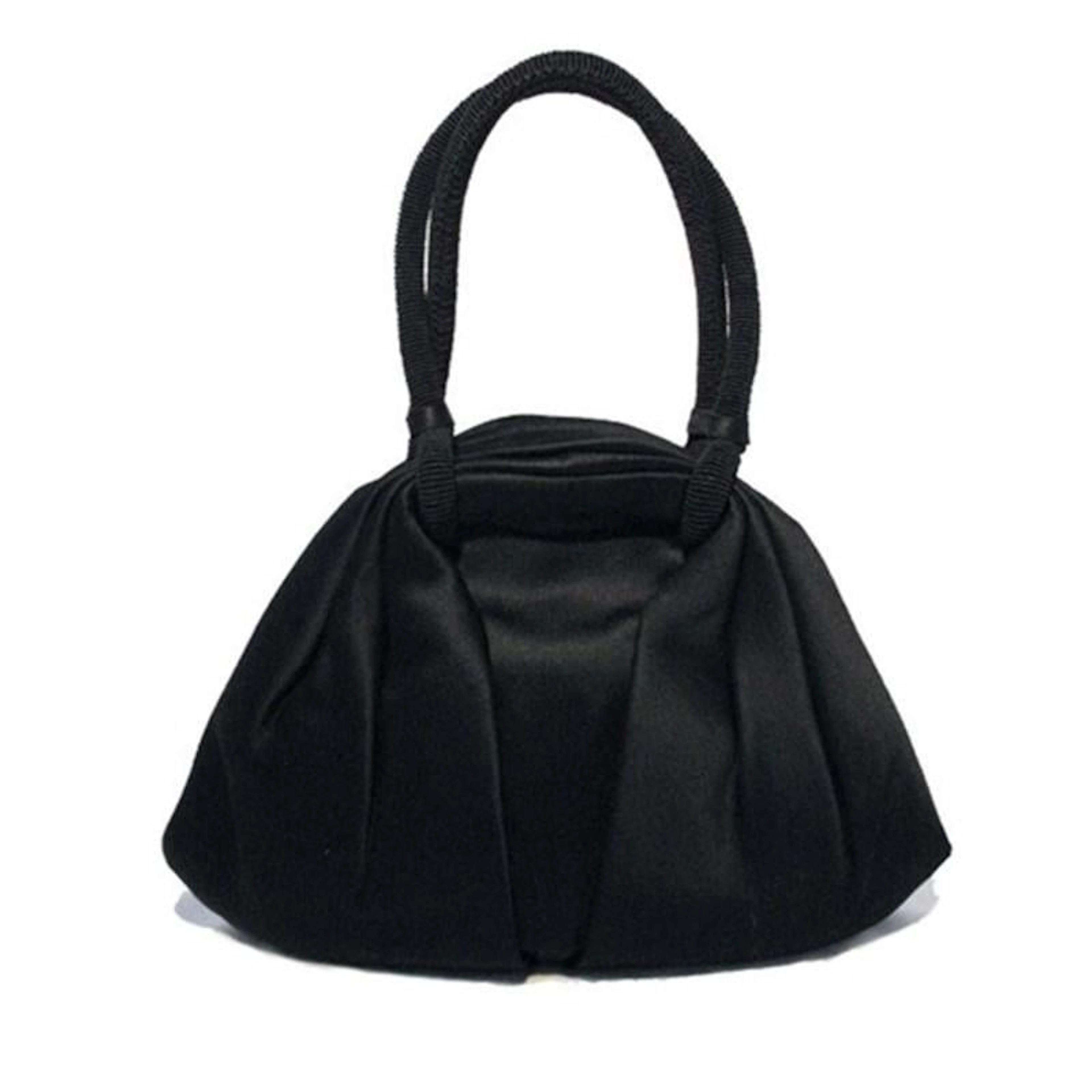 Vintage Collectible 1960's Black Satin Handbag Made i
