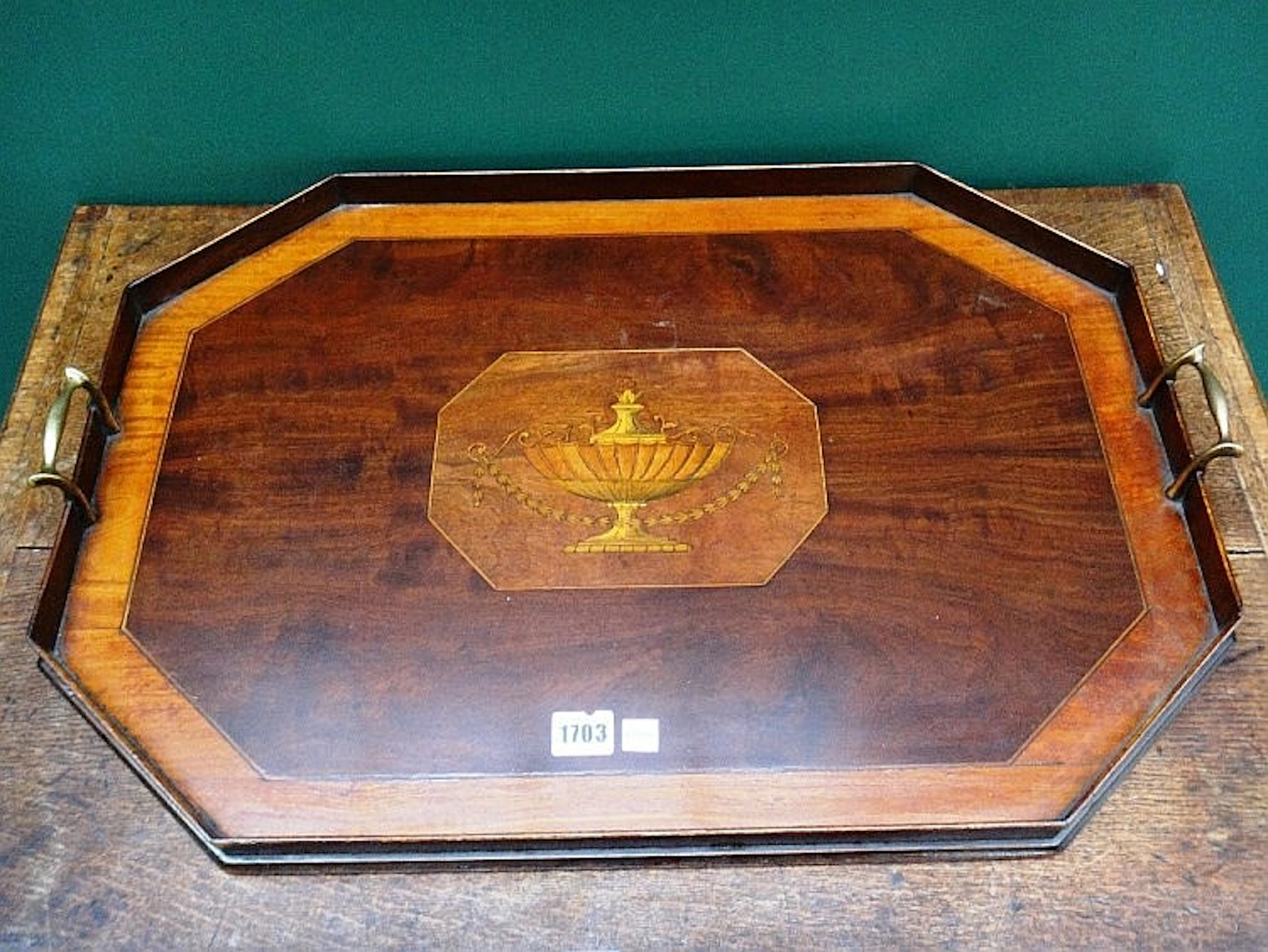 A 19th century marquetry inlaid, satinwood and mahogany canted rectangular