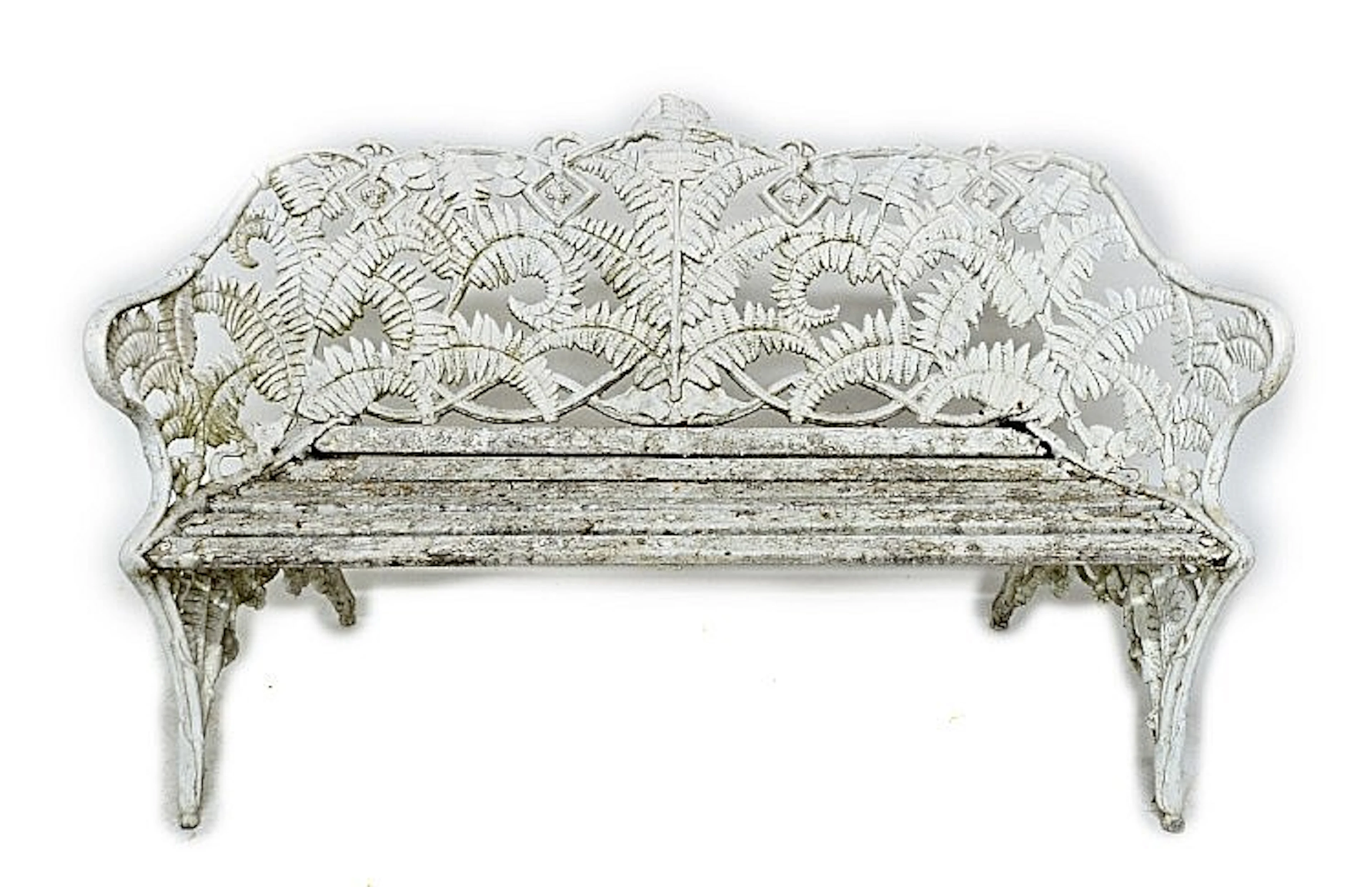 A suite of Coalbrookdale design white painted fern and berry pattern garden