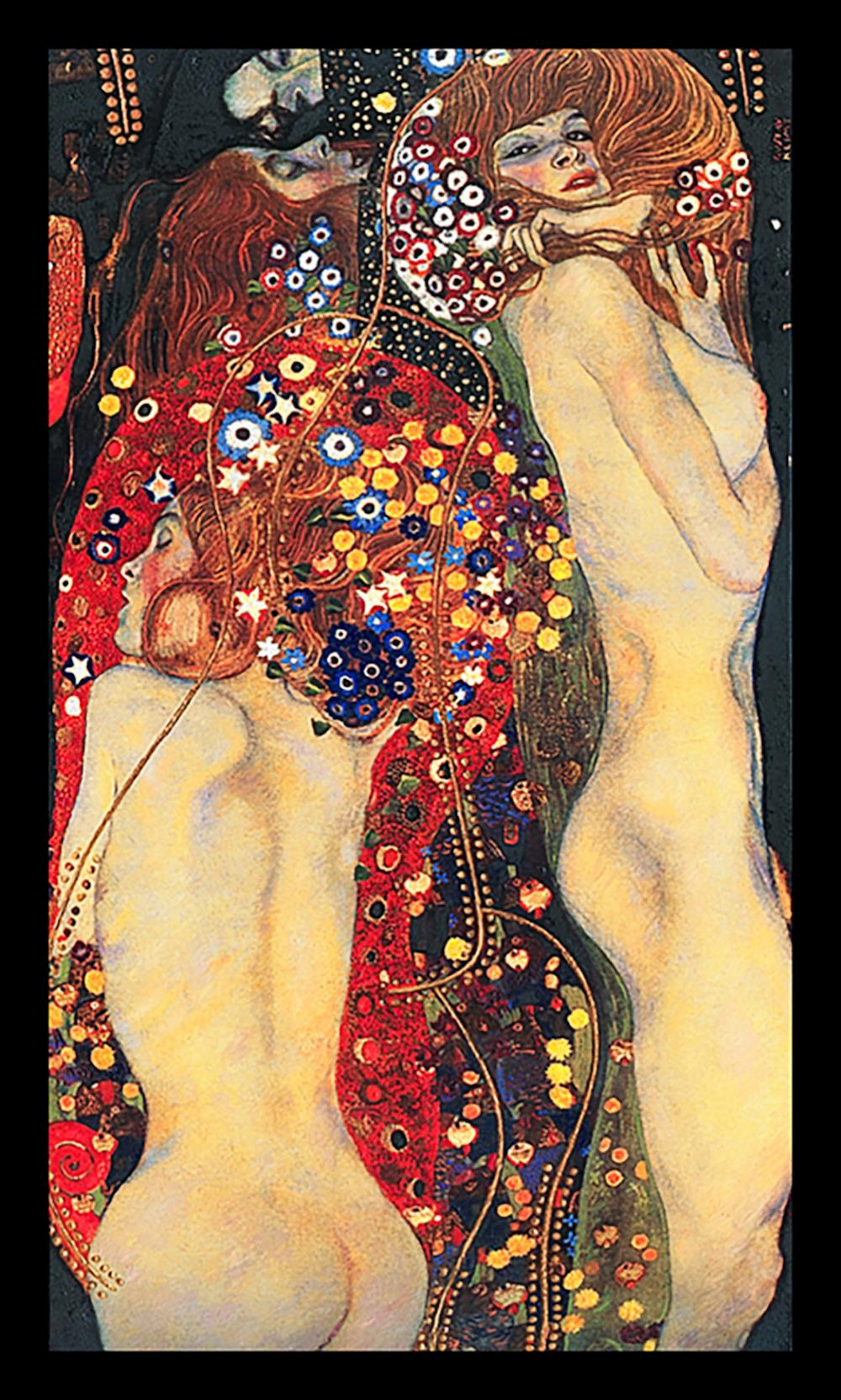 After Gustav Klimt Water Serpents II on canvas Hand embellished Limited Editio