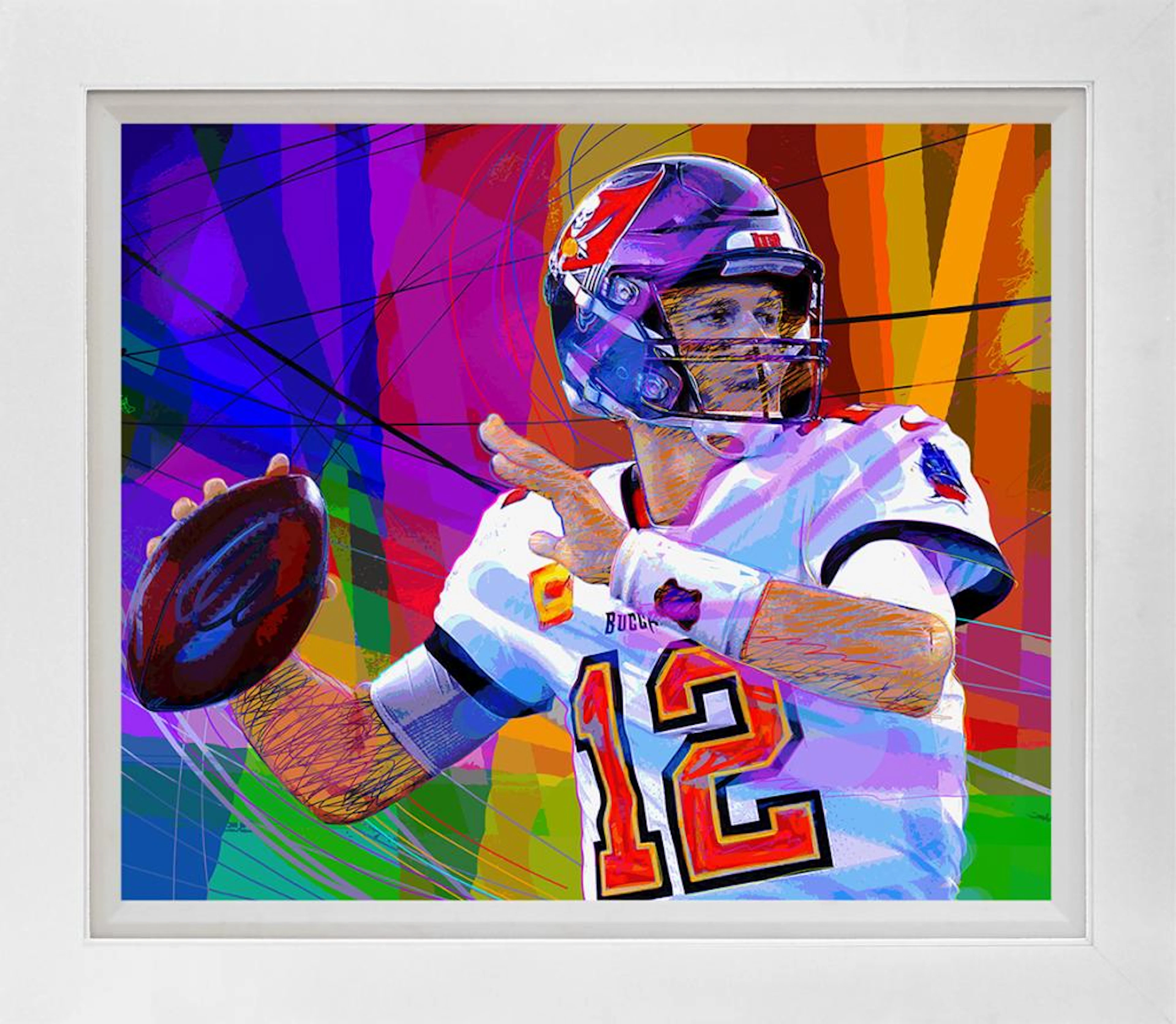 Tom Brady Bucaneer Mixed media original on canvas by David Lloyd Glover